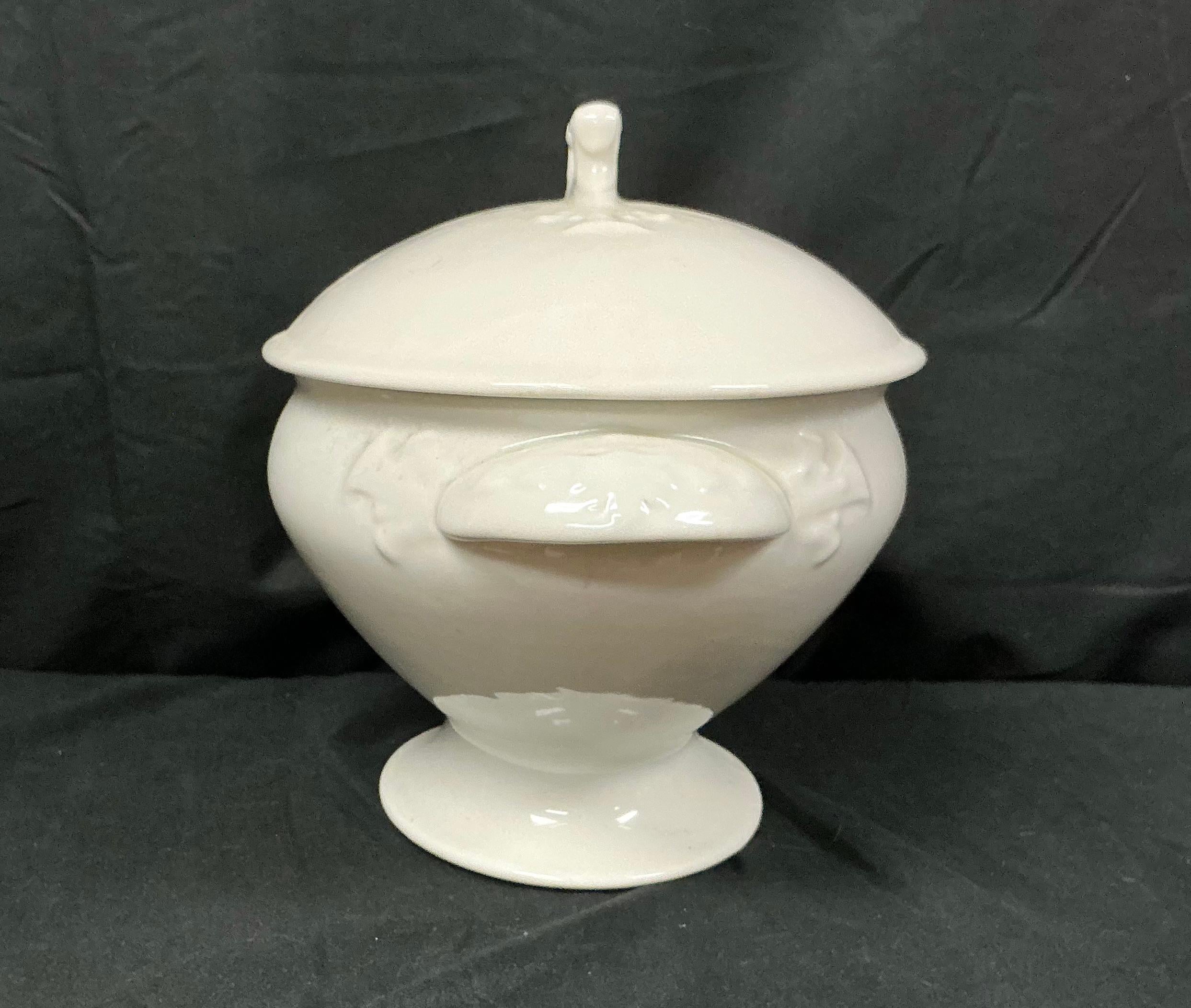 French Provincial White Ironstone Soup Tureen with Lid For Sale