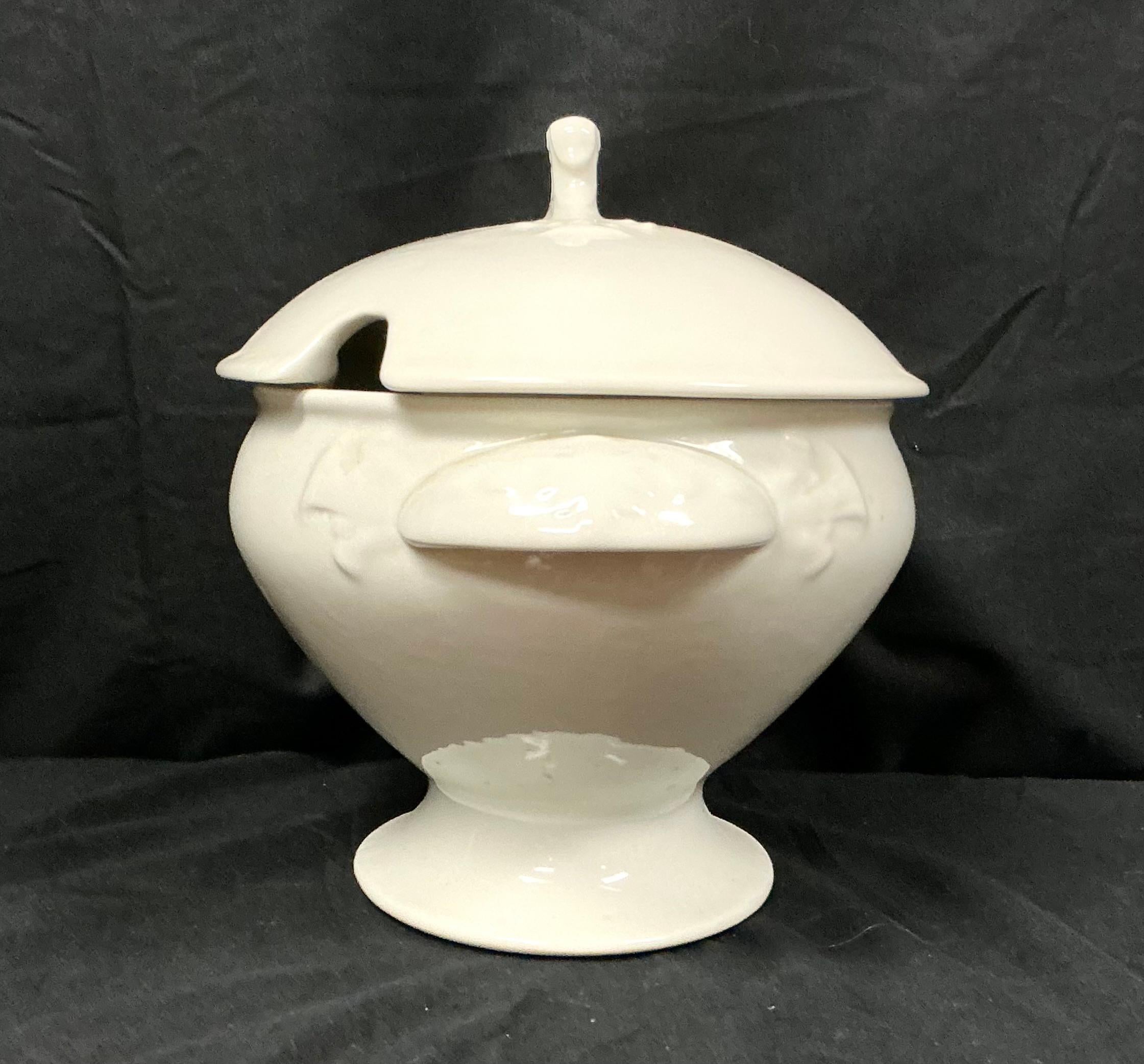 French White Ironstone Soup Tureen with Lid For Sale