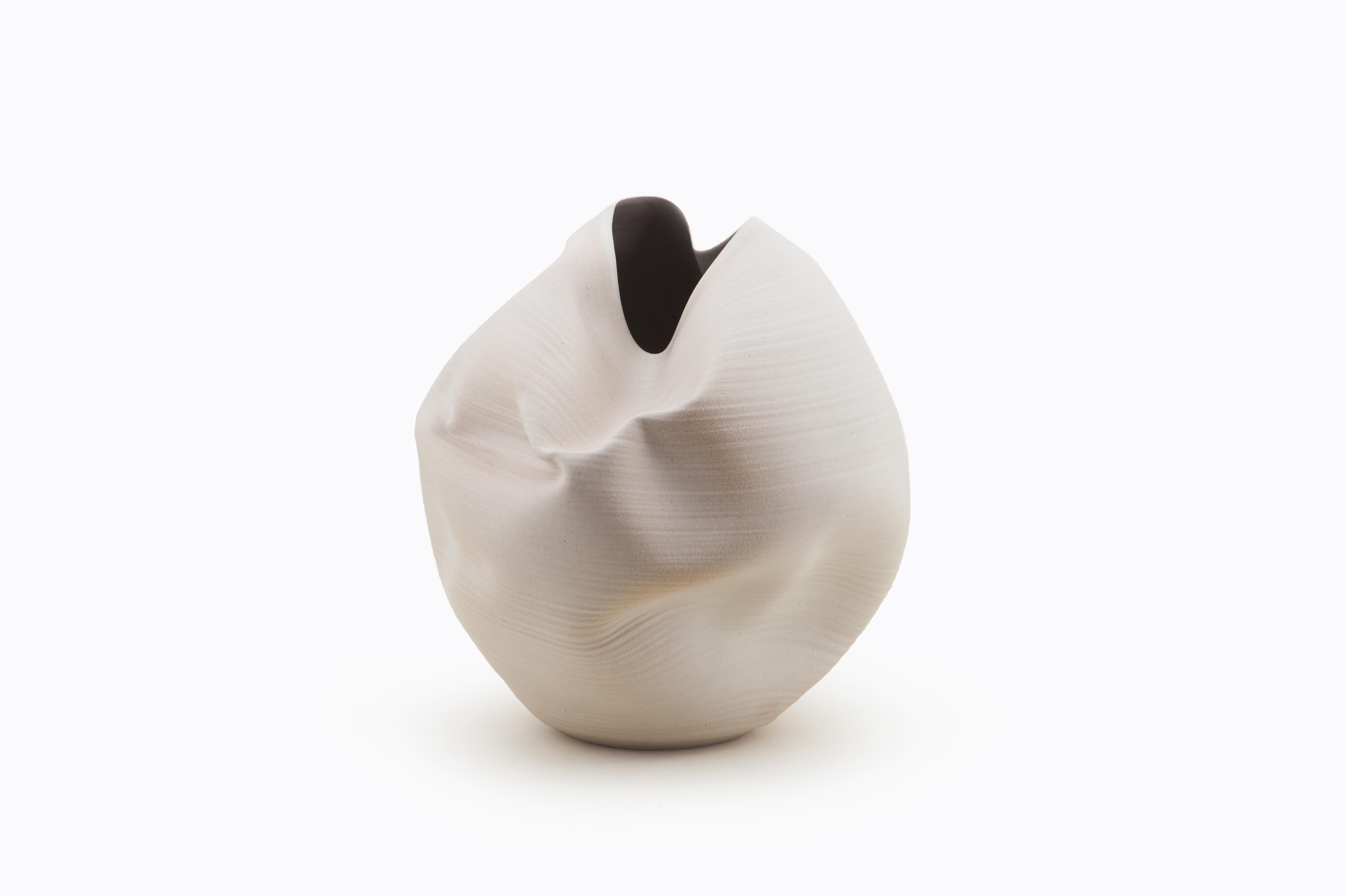 Glazed White Irregular Form, Vase, Interior Sculpture or Vessel, Objet D'Art