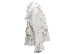 White Isabel Marant Long Sleeve Ruffle Eyelet Blouse Size FR 40