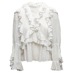 Blusa blanca de Isabel Marant, de manga larga, con volantes y ojales, talla FR 40