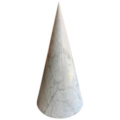 White Italian Carrara Marble Sculptural Cone