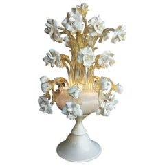 White Italian Modern Blown Glass Lamp