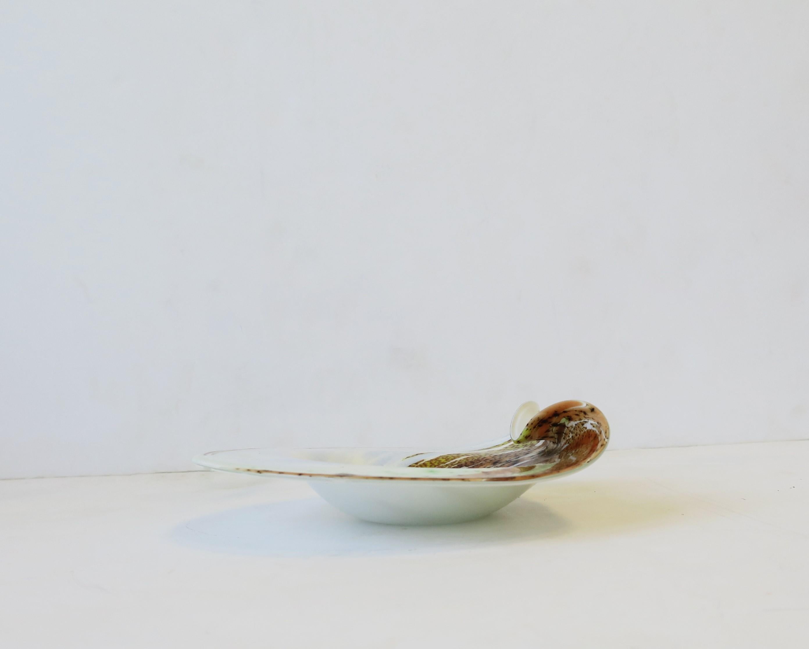 White Italian Murano Art Glass Bowl 7