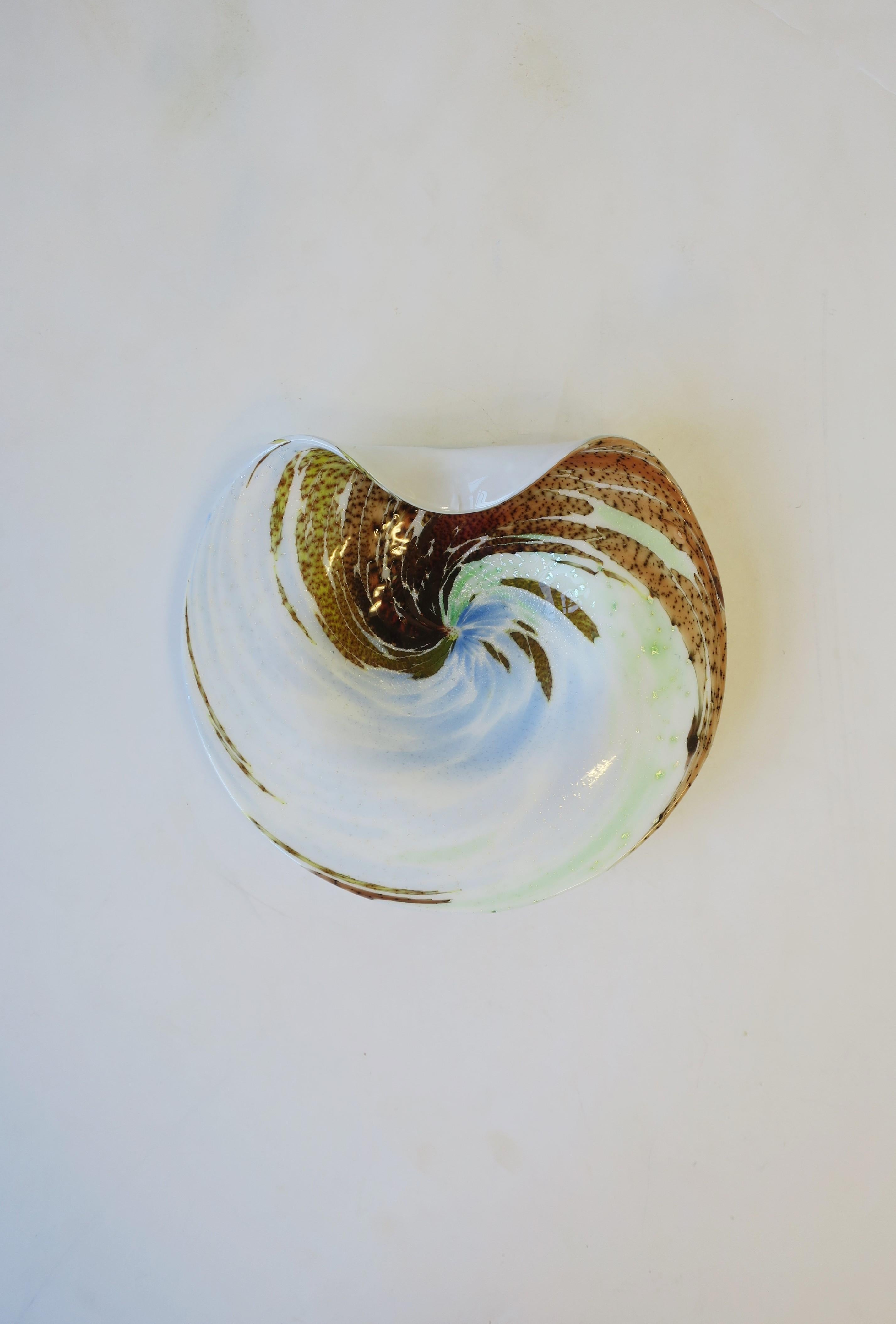 Organic Modern White Italian Murano Art Glass Bowl