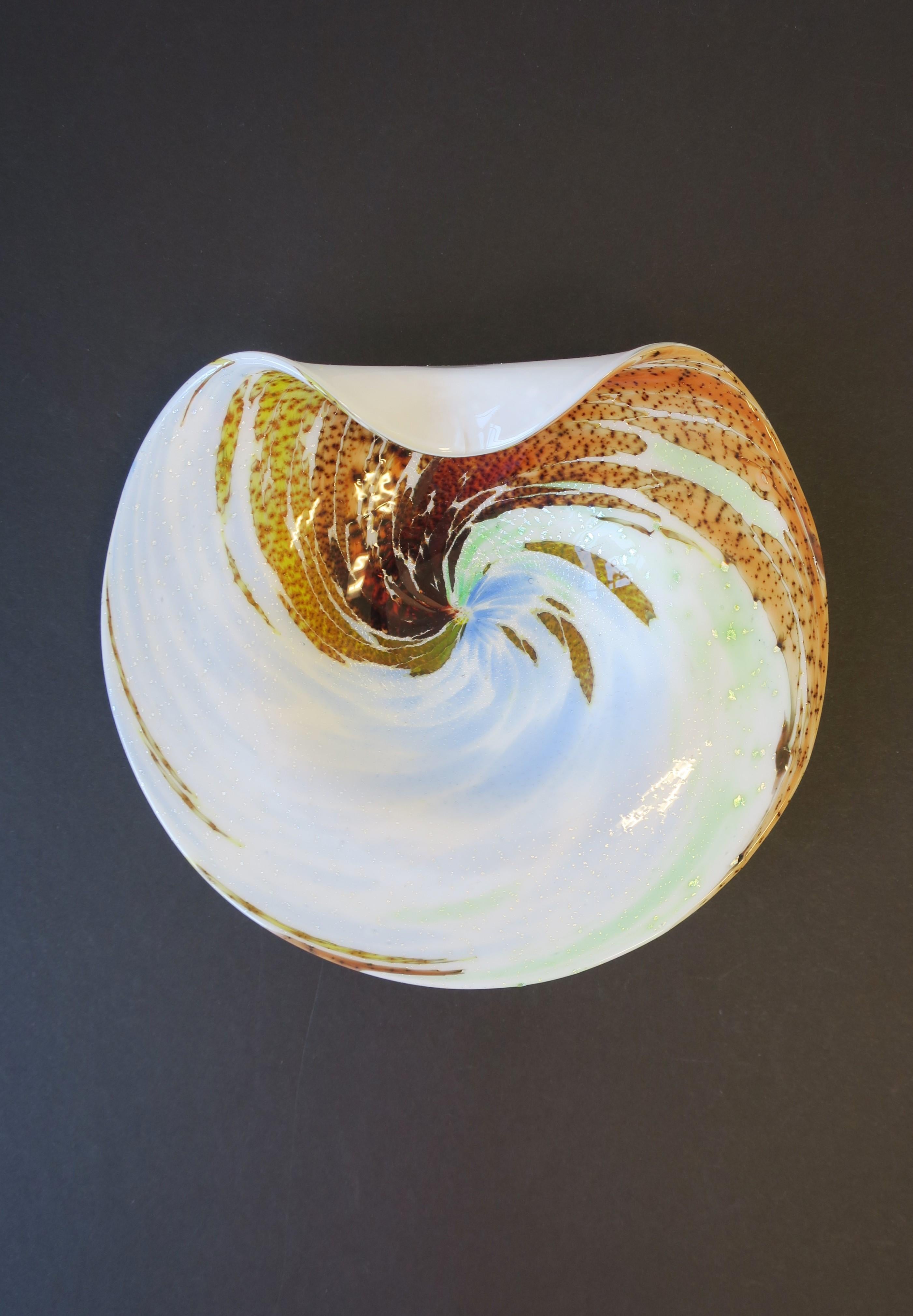 White Italian Murano Art Glass Bowl 1