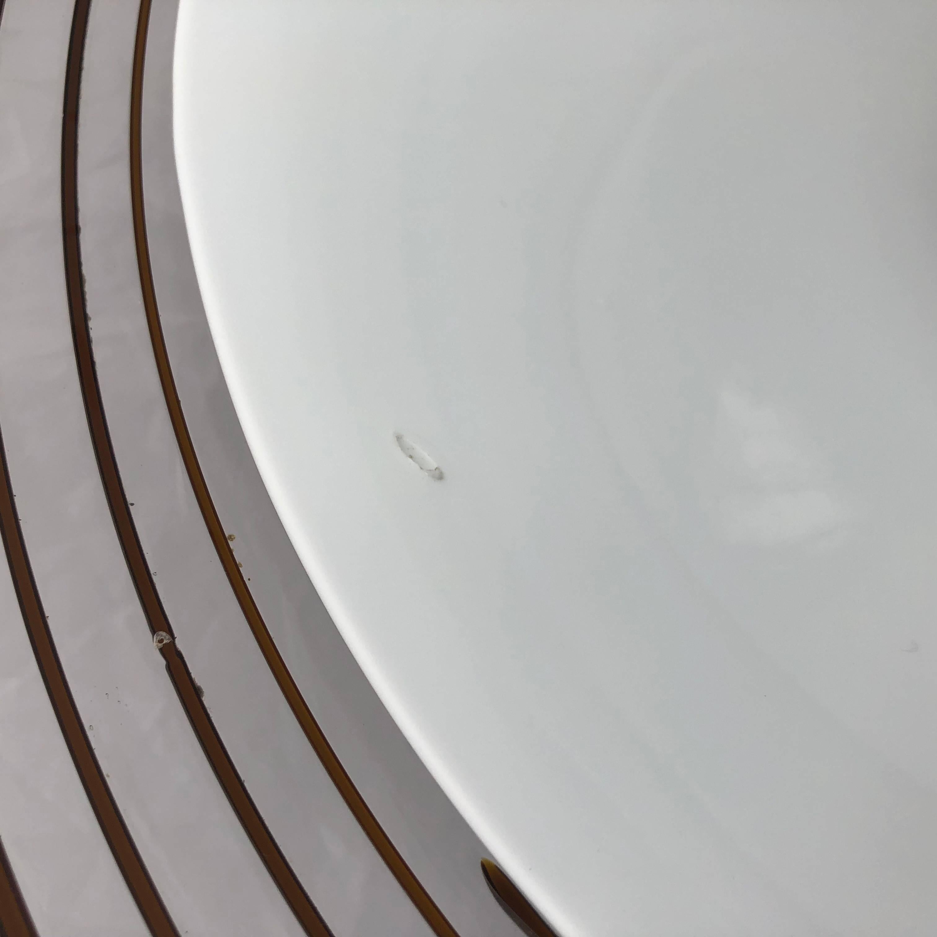 White Italian Murano Art Glass Dish Shape Swirl Pendant Light 2