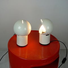White Italian Space Age Asteroidi PlasticTable Lamps by Siberin Caronno