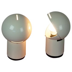 White Italian Space Age Asteroidi PlasticTable Lamps by Siberin Caronno