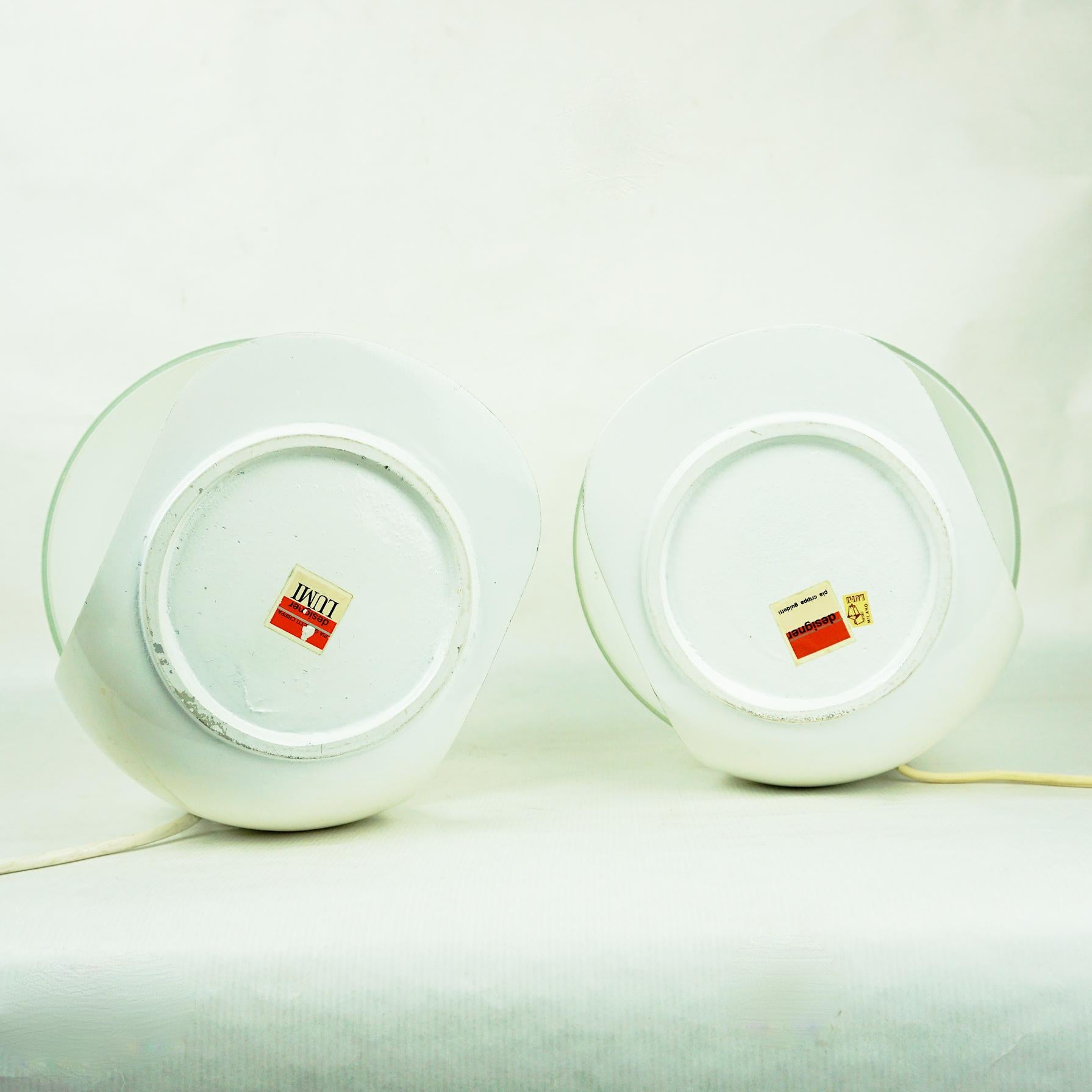 White Italian Space Age Glass Table Lamps by Pia Guidetti Crippa for Lumi Milano 6