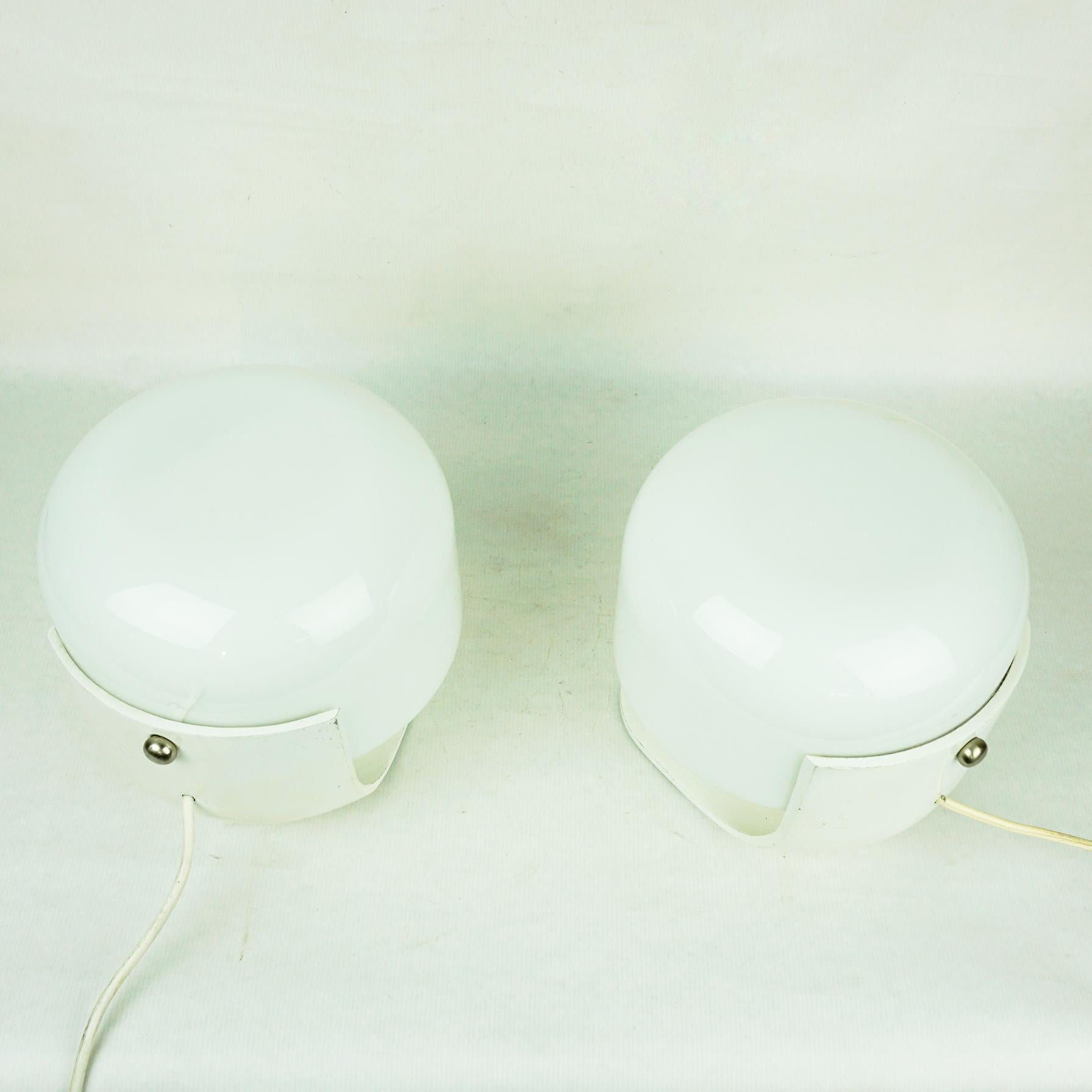 White Italian Space Age Glass Table Lamps by Pia Guidetti Crippa for Lumi Milano 8