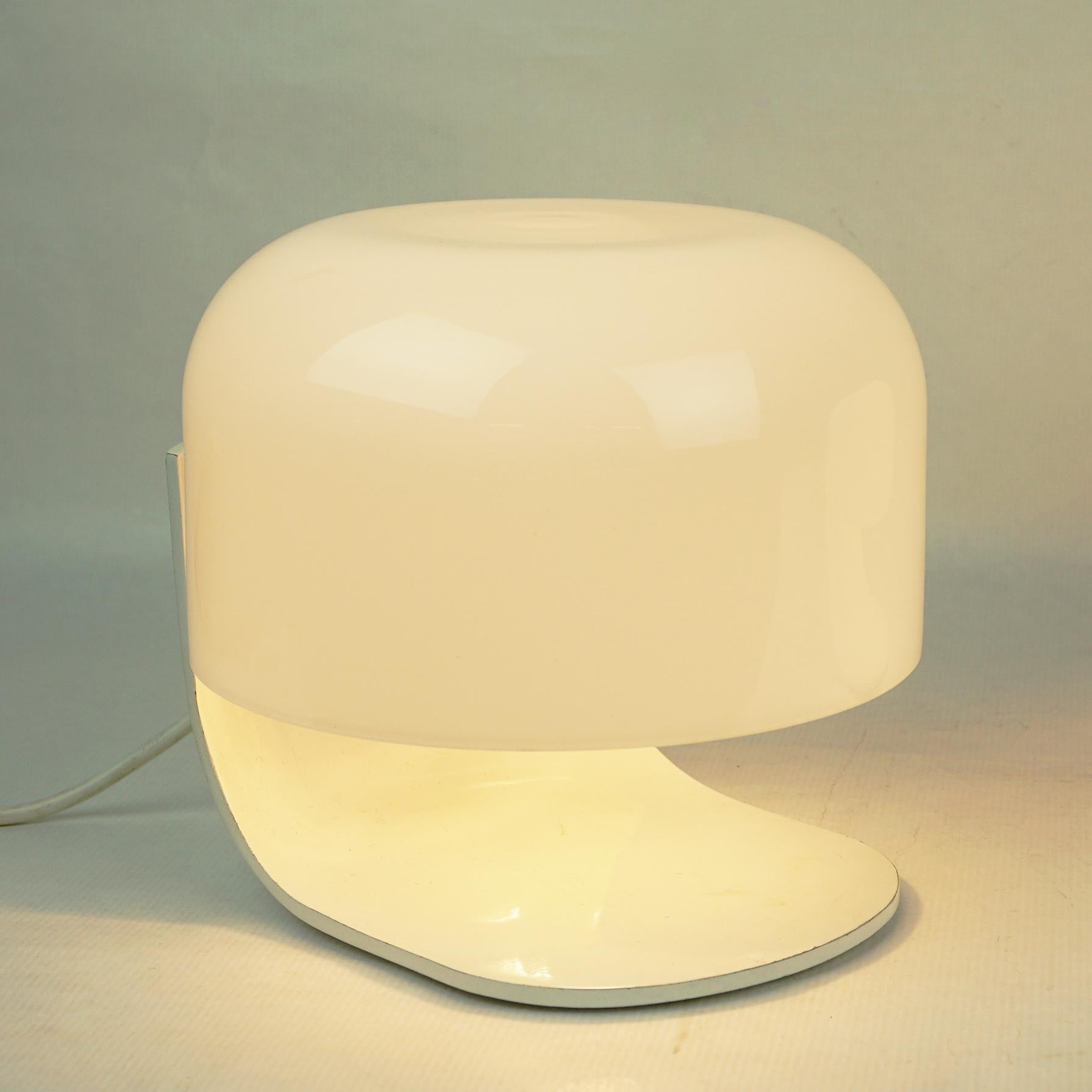 Metal White Italian Space Age Glass Table Lamps by Pia Guidetti Crippa for Lumi Milano