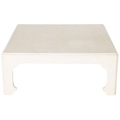 White Ivory Lacquered Crackle Coffee Table, circa 1970