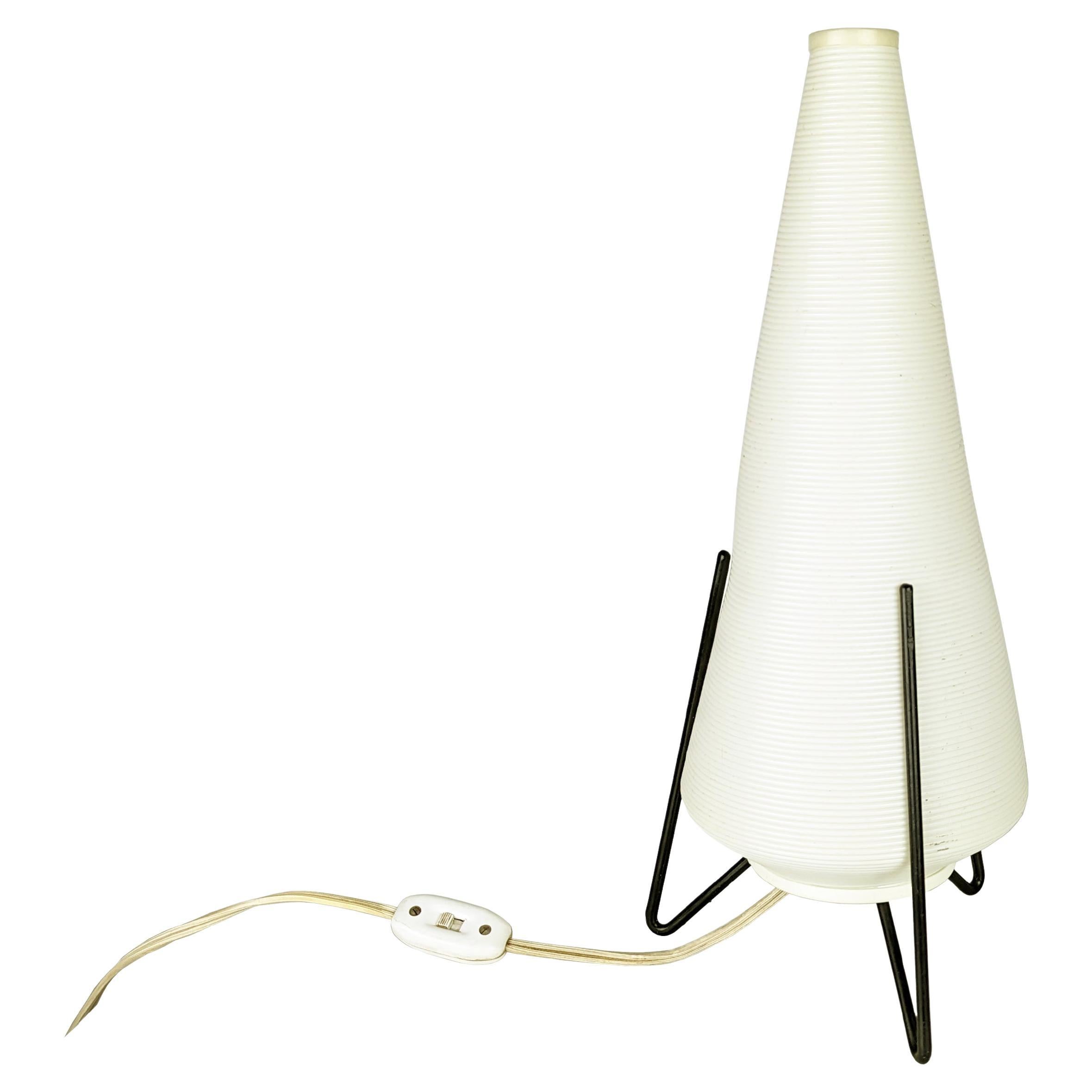 White ivory plastic & black metal 1960s table lamp For Sale