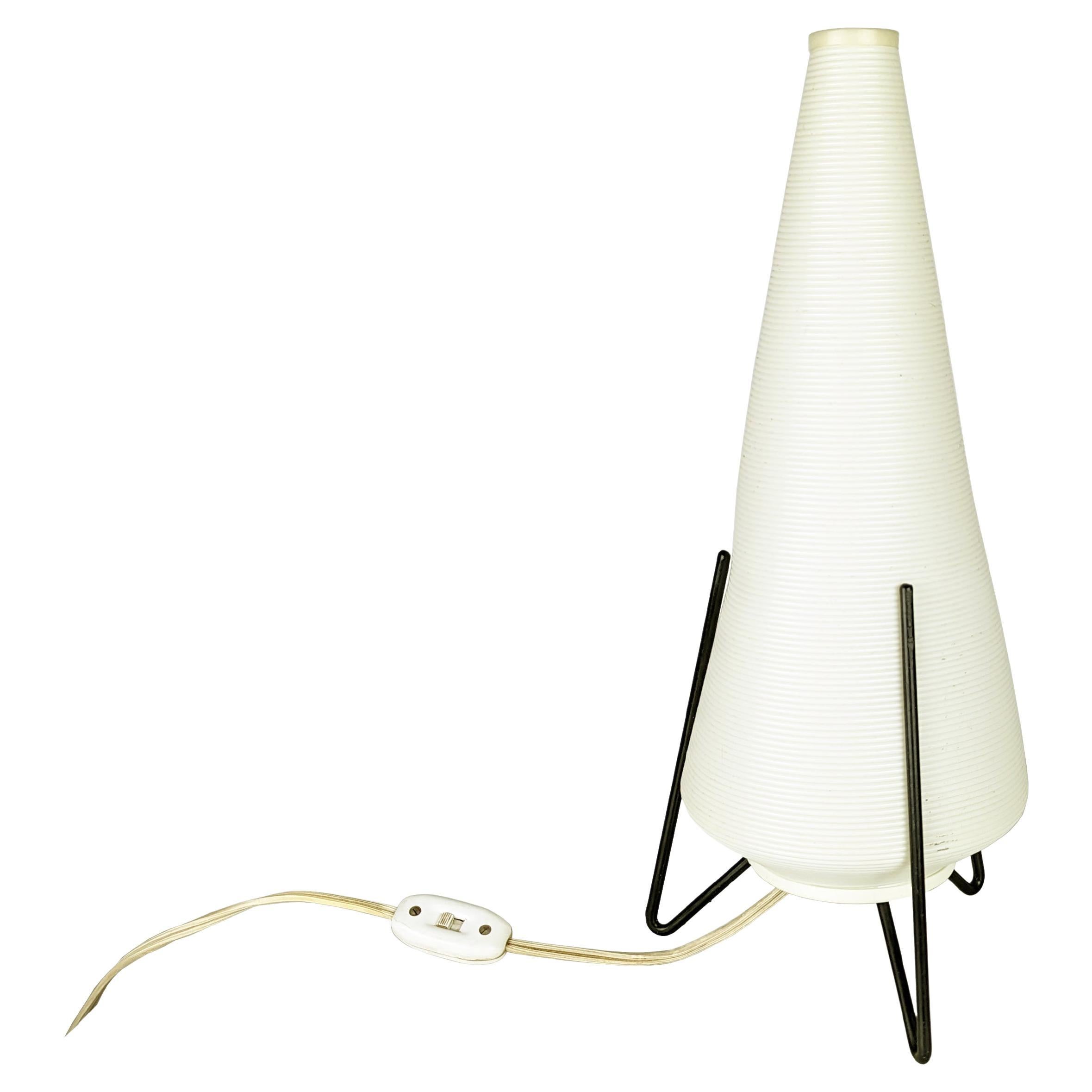 Lampada da tavolo anni '60 in plastica bianca e avorio e metallo nero