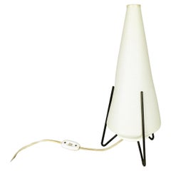 White ivory plastic & black metal 1960s table lamp