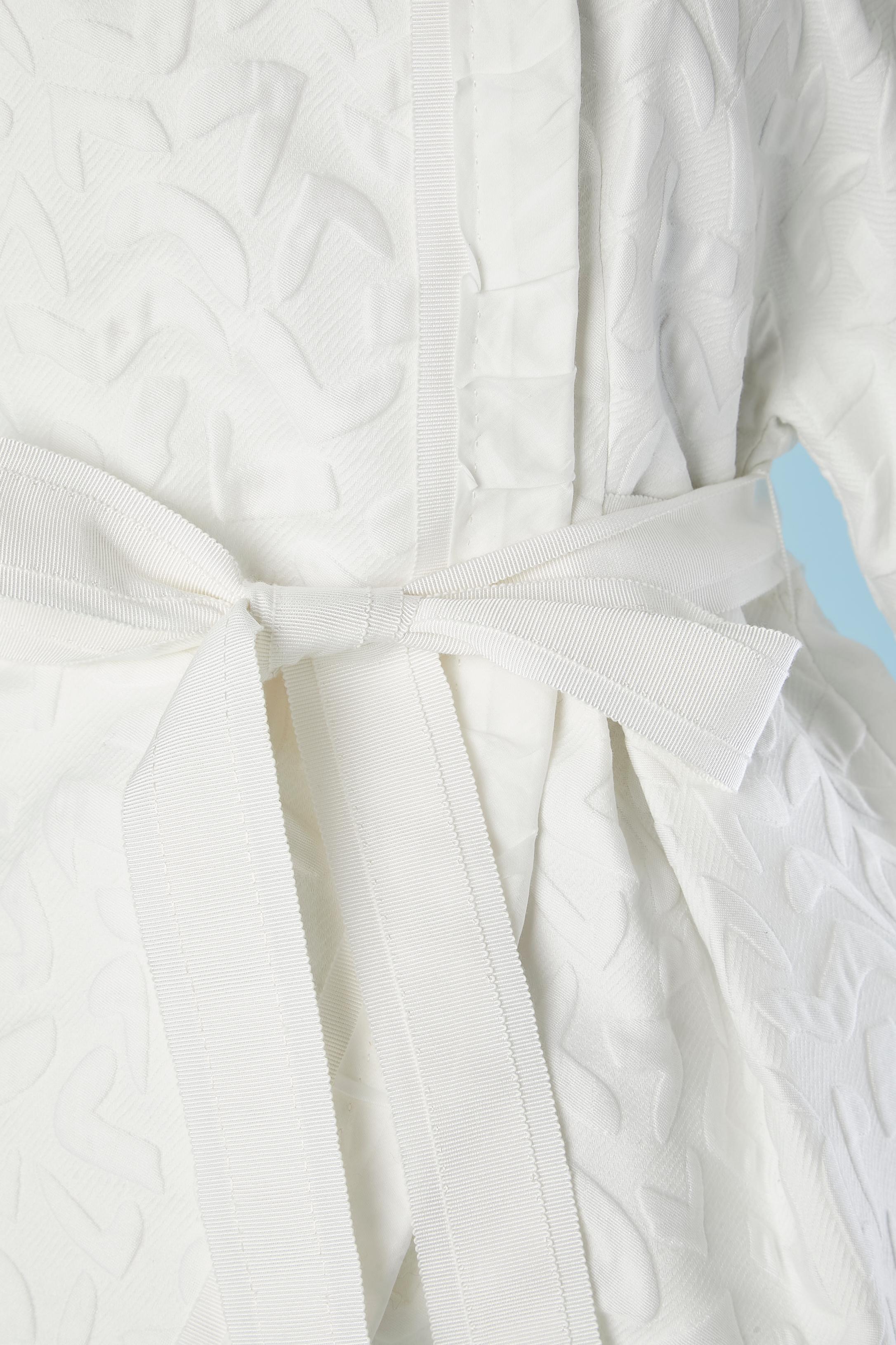 Gris Ensemble manteau et jupe en coton jacquard blanc Louis Vuitton par Marc Jacob  en vente