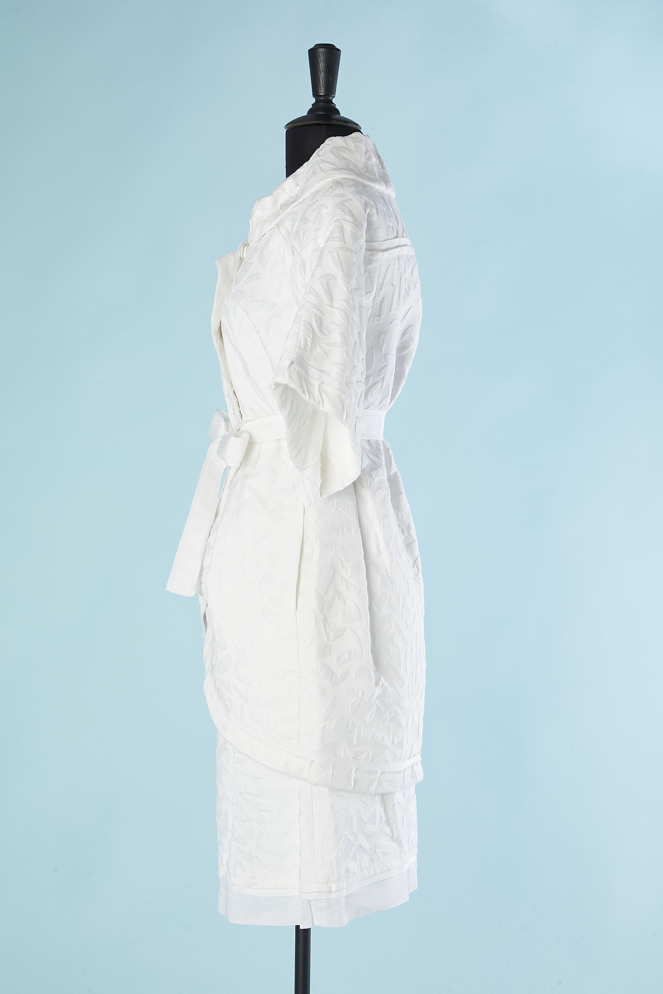 Gray White jacquard cotton coat and skirt ensemble Louis Vuitton by Marc Jacob  For Sale