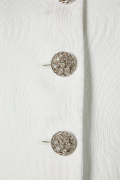 White jacquard cotton jacket with rhinestone buttons YSL Variation