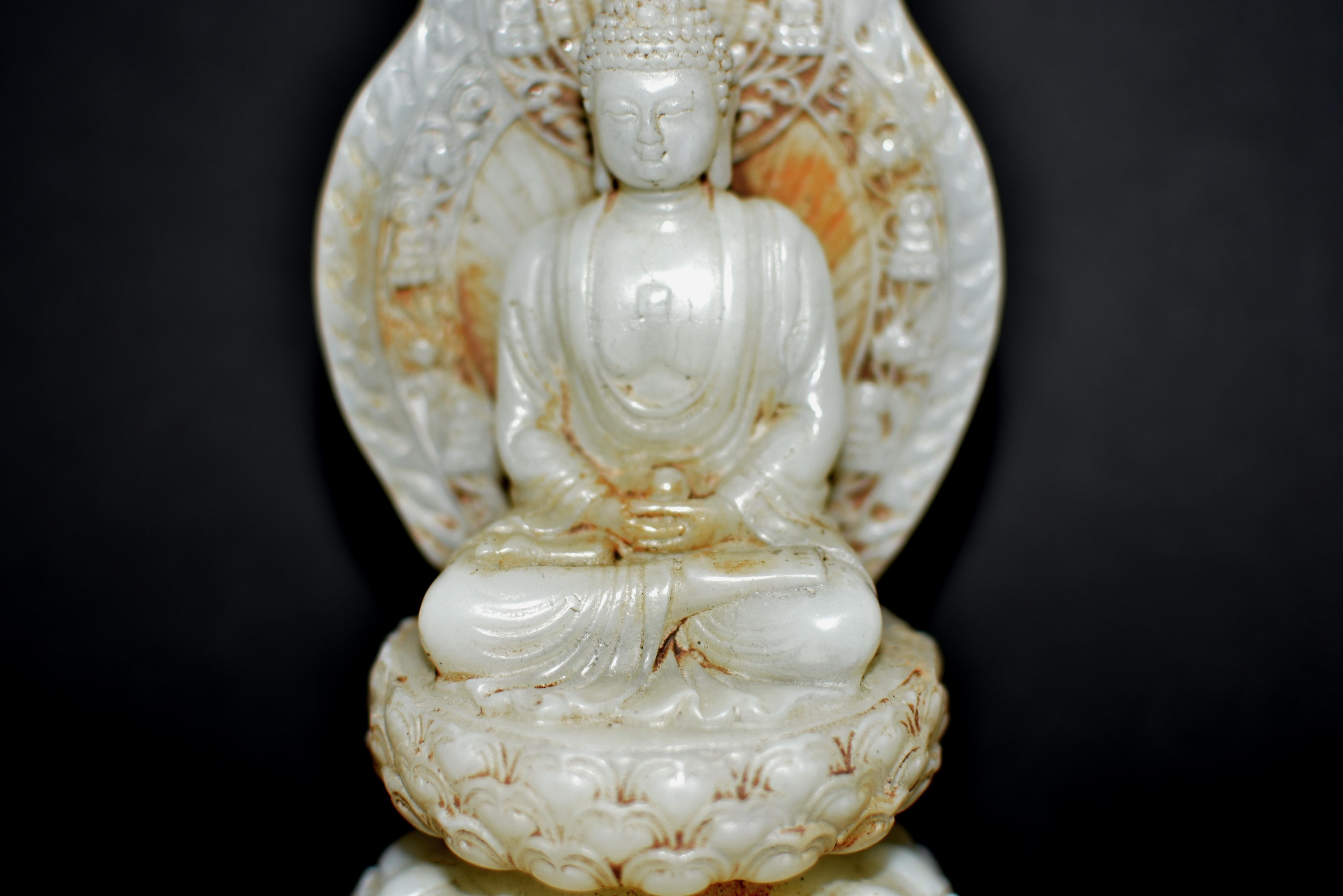 Chinese White Jade Buddha Statue