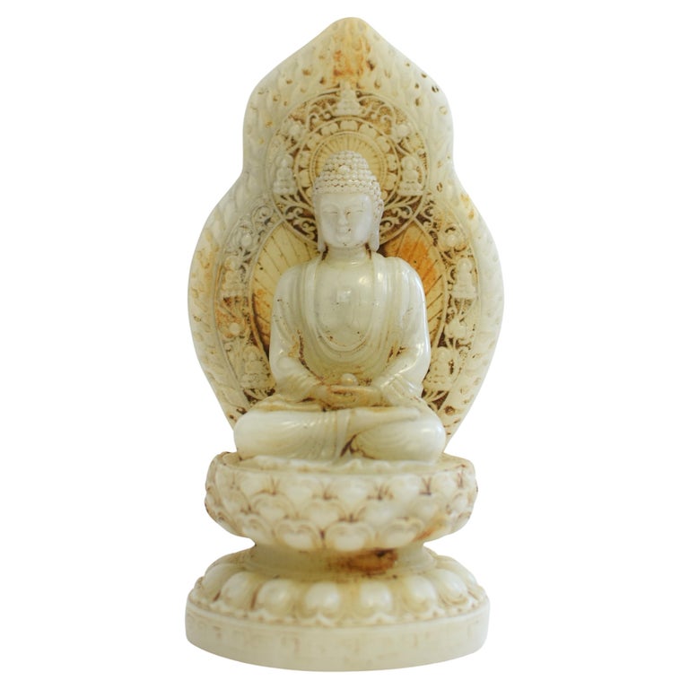 White Jade Buddha Statue For Sale at 1stDibs