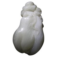Antique White Jade Buddha's Hand & Fantasy Toad Pendant, Qing Dynasty