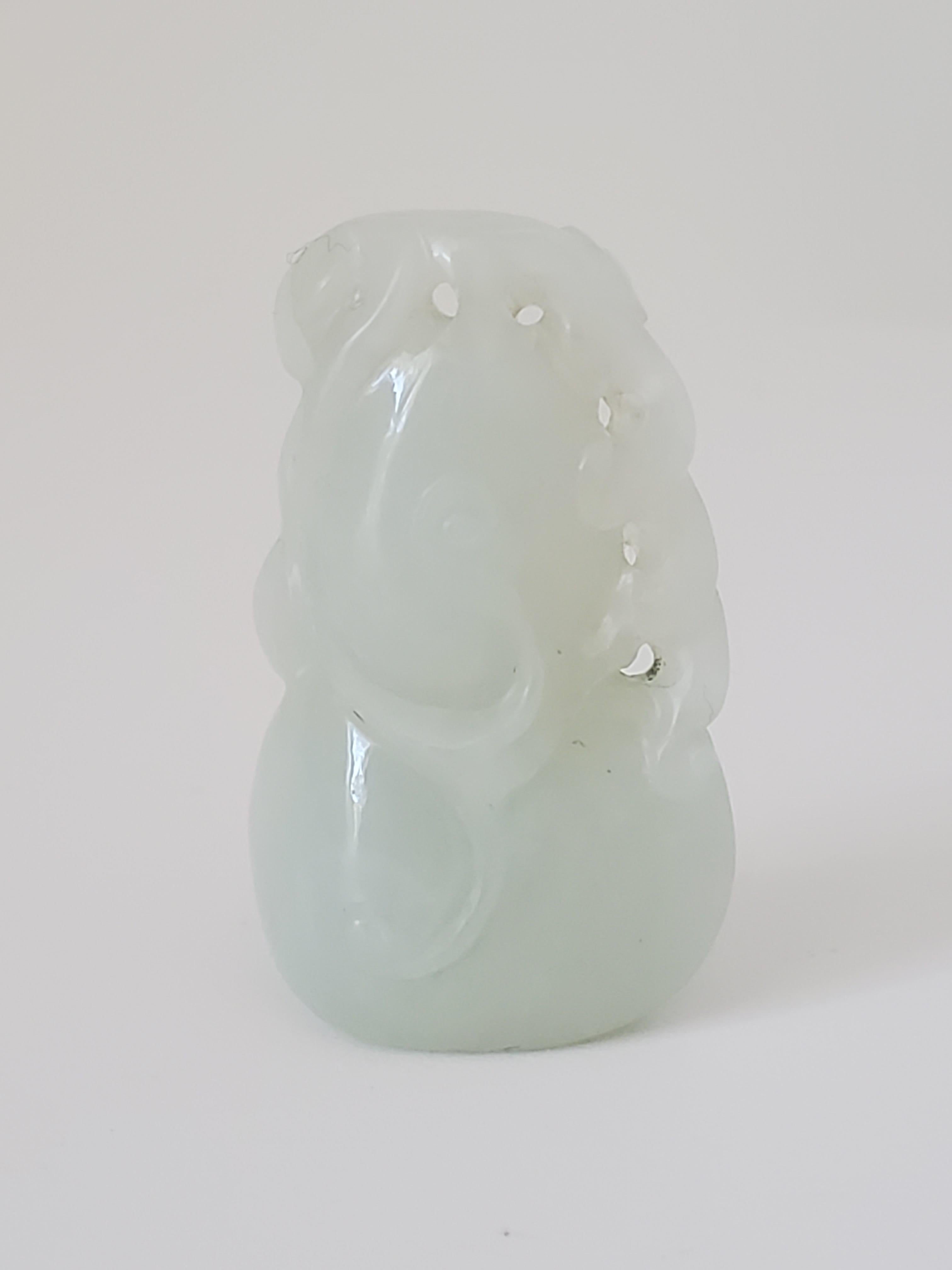 Carved White Jade Double Gourd Pendant, Qing Dynasty For Sale