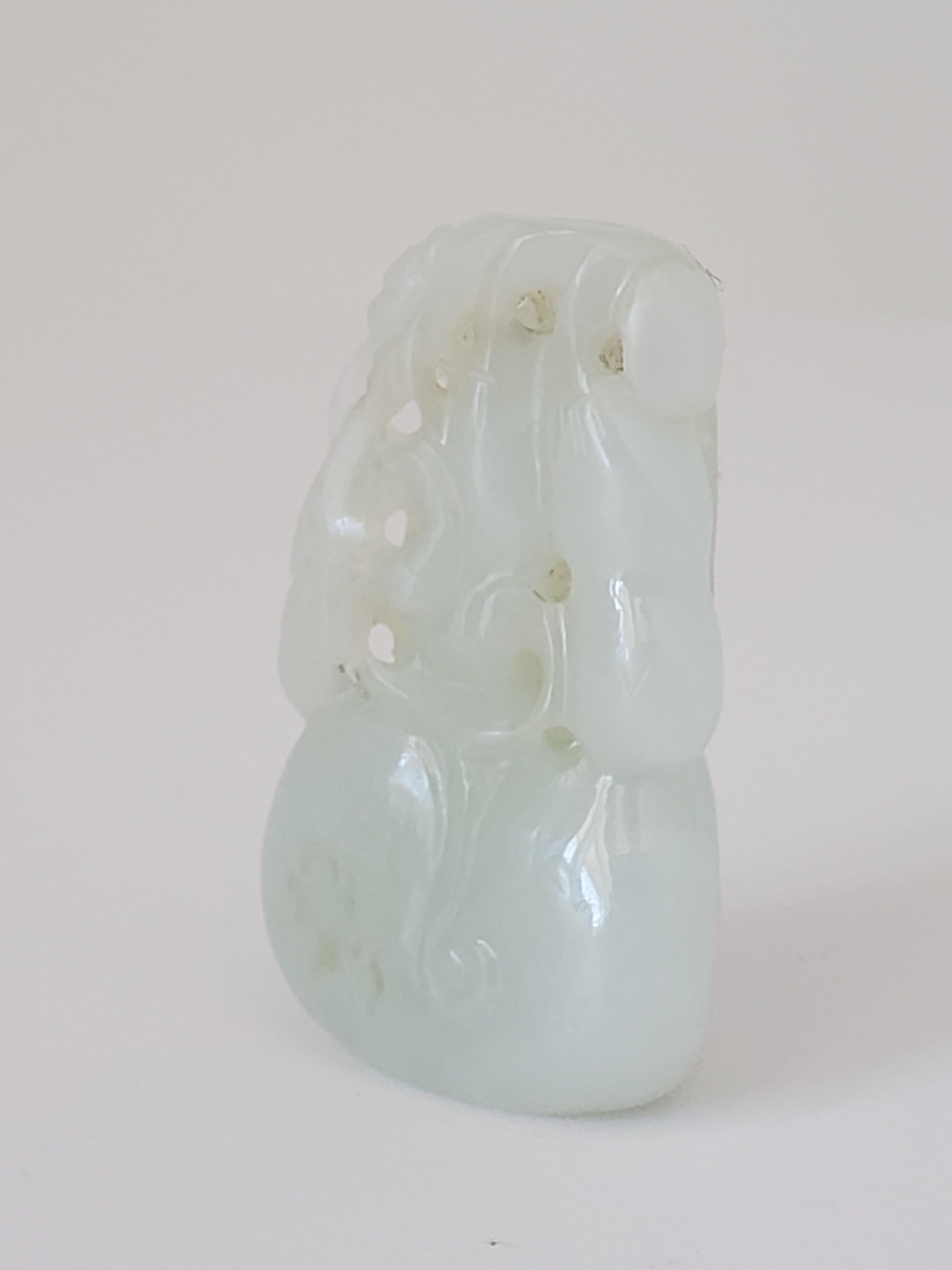 Stone White Jade Double Gourd Pendant, Qing Dynasty For Sale