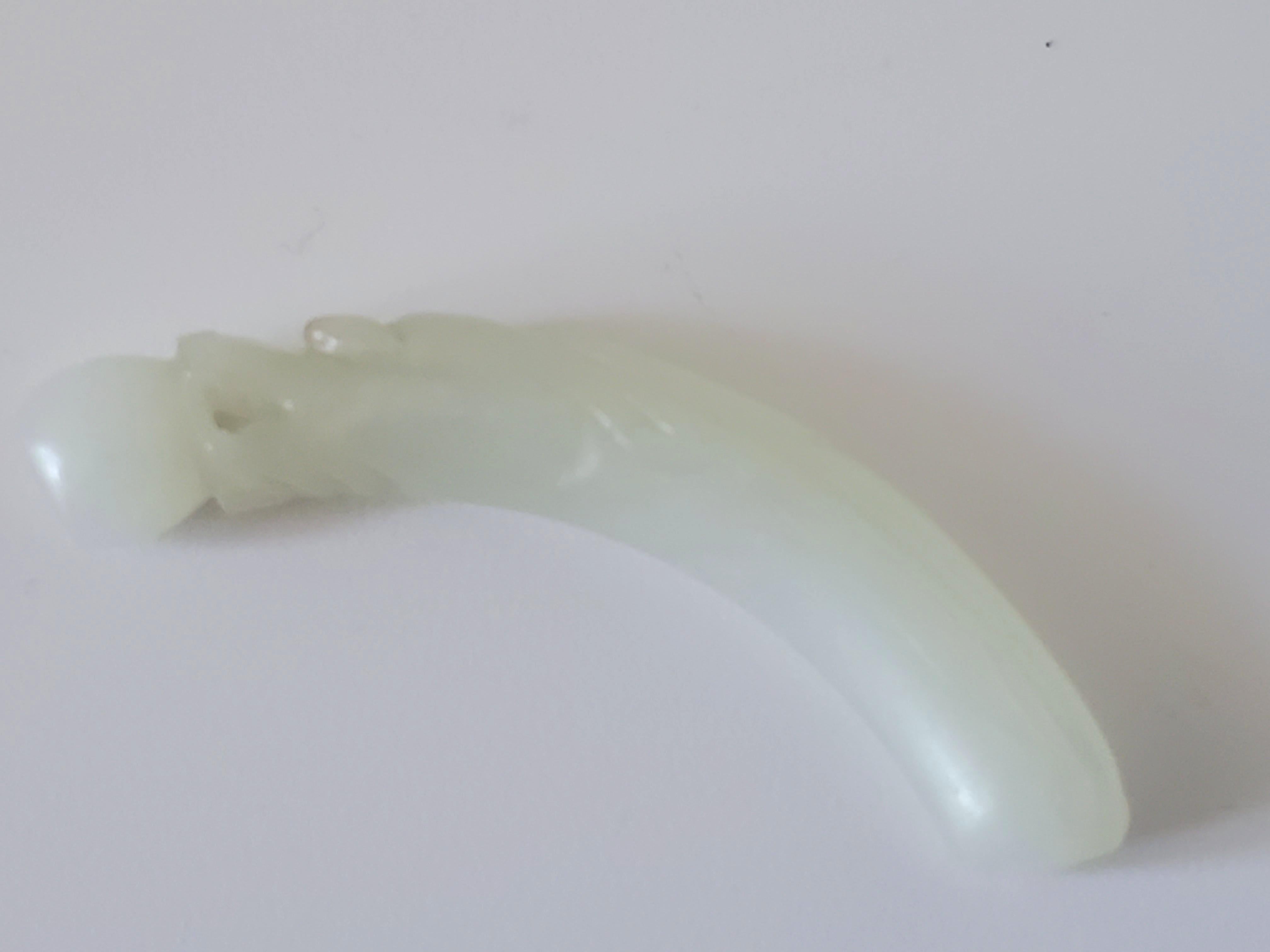 Chinese White Jade Dragon with Pearl Pendant, Qing Dynasty For Sale