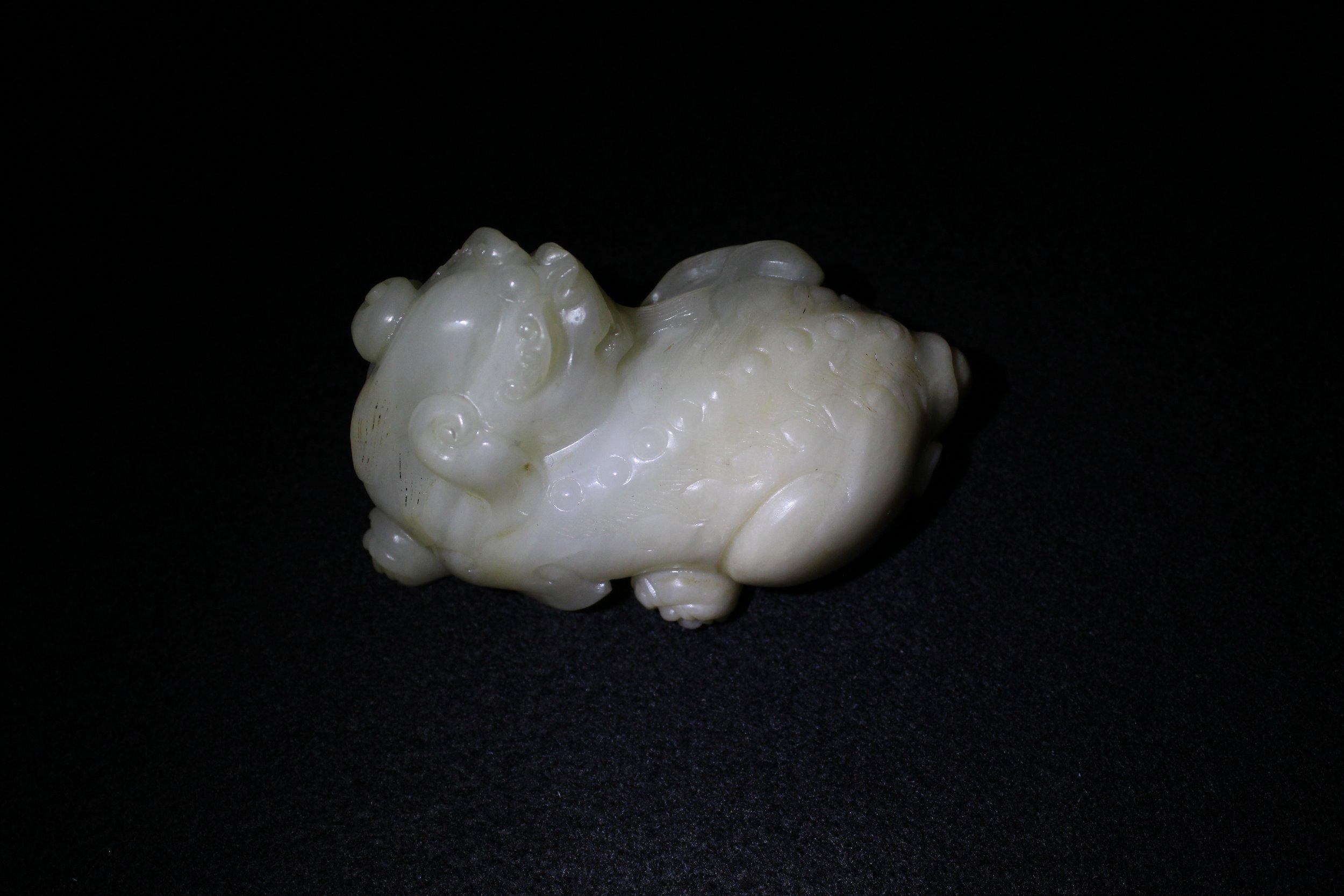 White Jade Mythical Beast For Sale 4