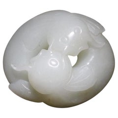 Antique White Jade Twin Fish, Qing Dynasty 