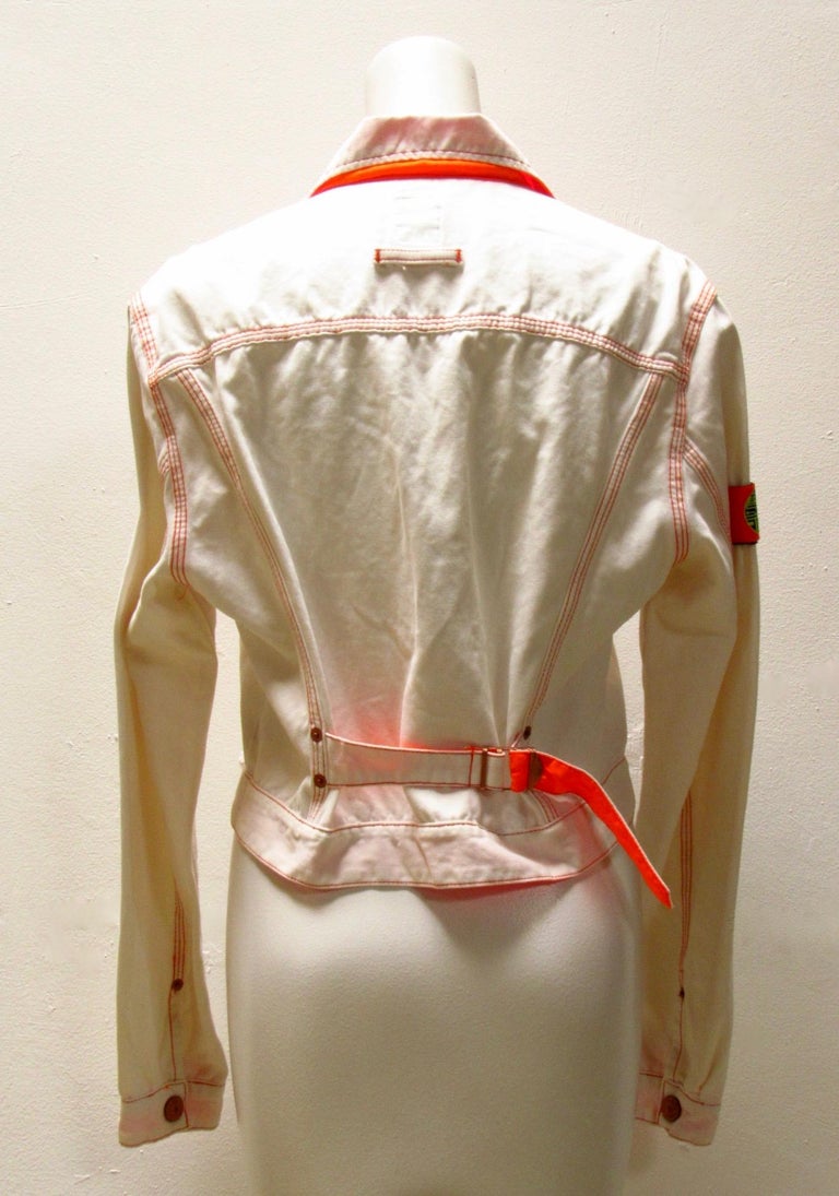 Brown White Jean Paul Gaultier Lace-Up Jacket For Sale