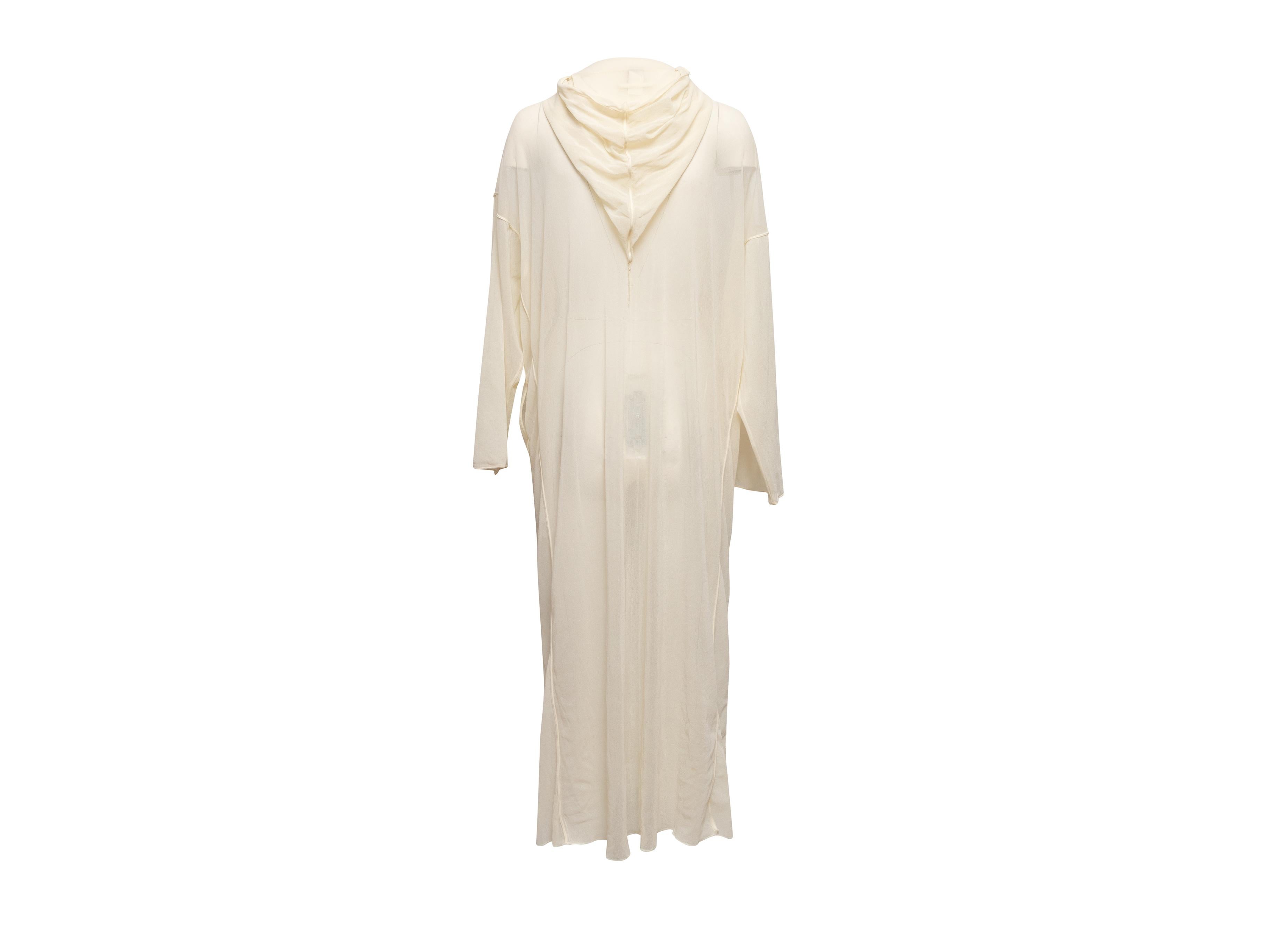 Blanc Jean Paul Gaultier Soleil Mesh Hooded Cover-Up Dress Bon état à New York, NY