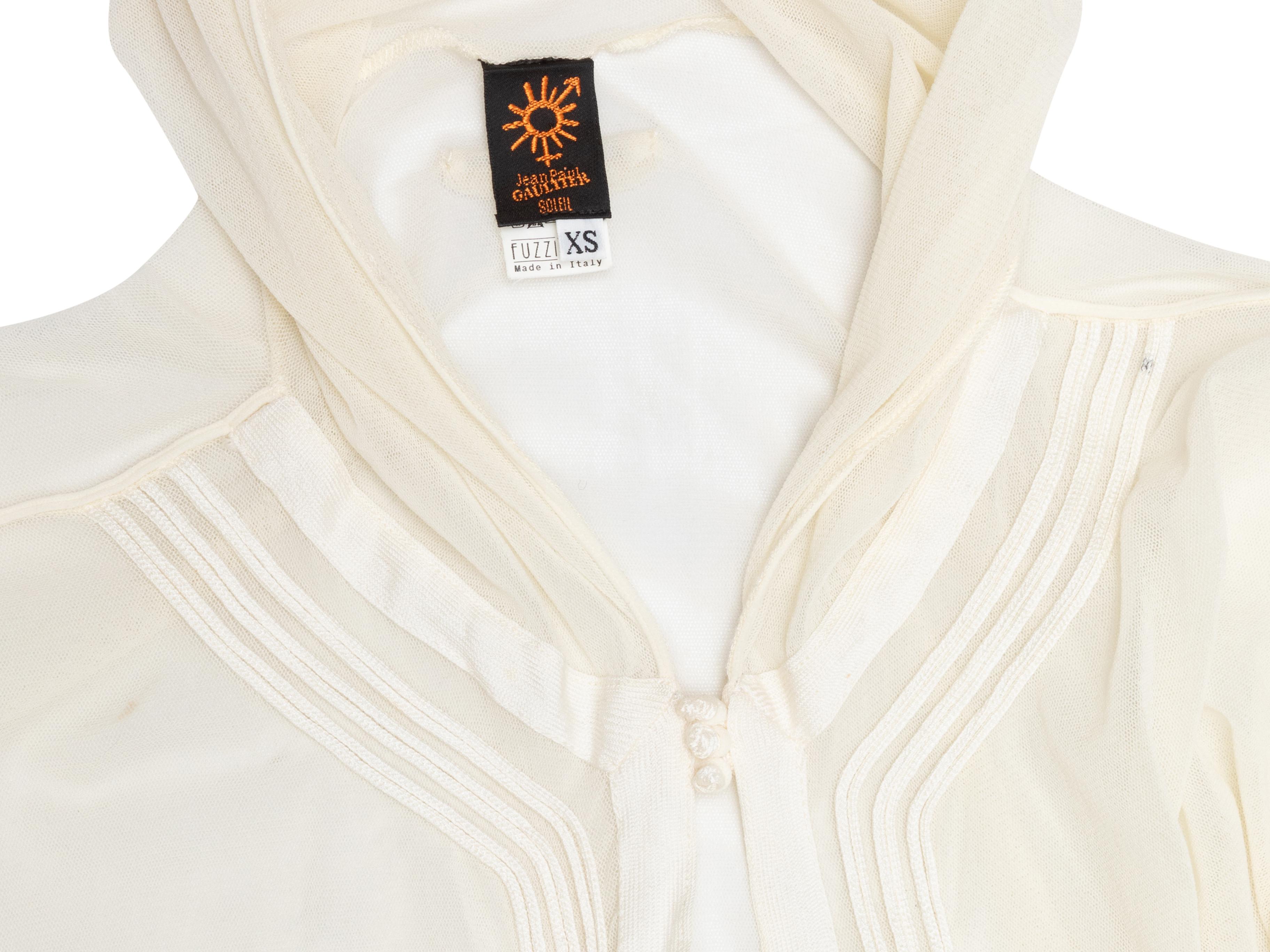  Blanc Jean Paul Gaultier Soleil Mesh Hooded Cover-Up Dress Pour femmes 