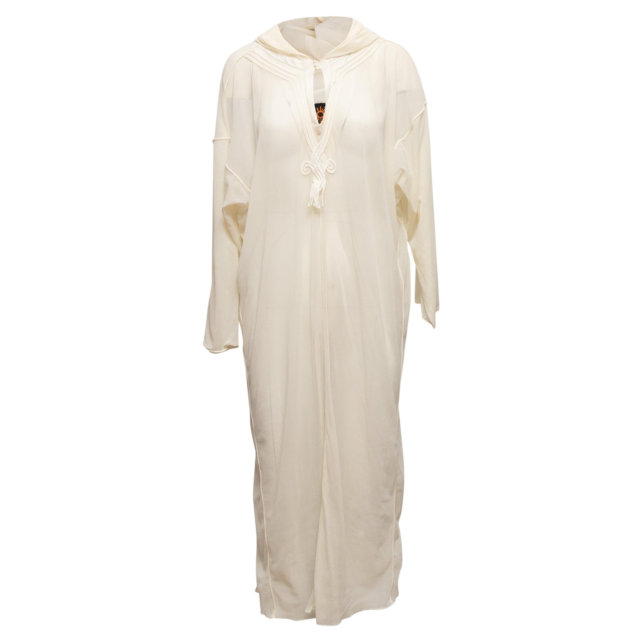 Blanc Jean Paul Gaultier Soleil Mesh Hooded Cover-Up Dress