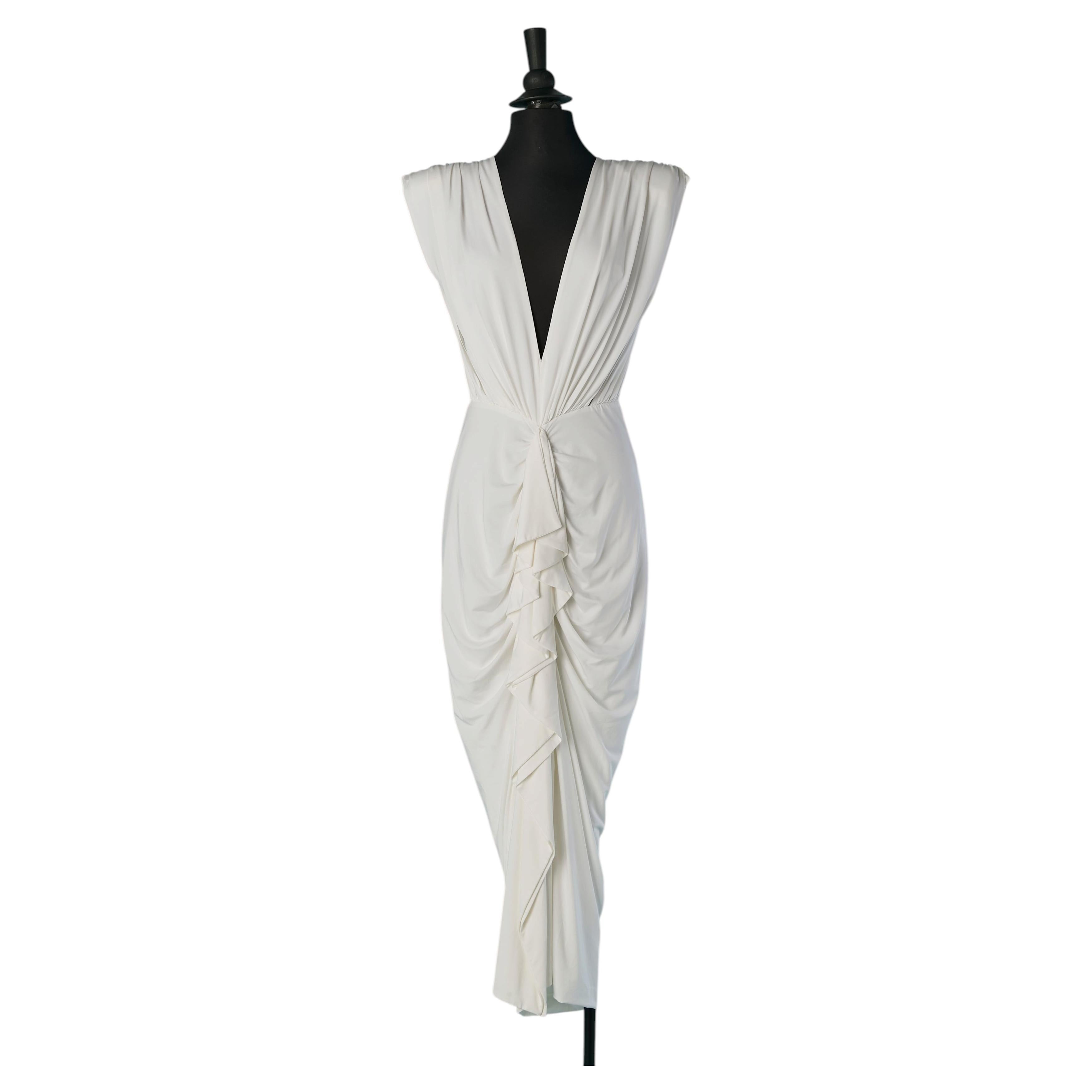 White jersey and tulle backless dress ALEXANDRE VAUTHIER