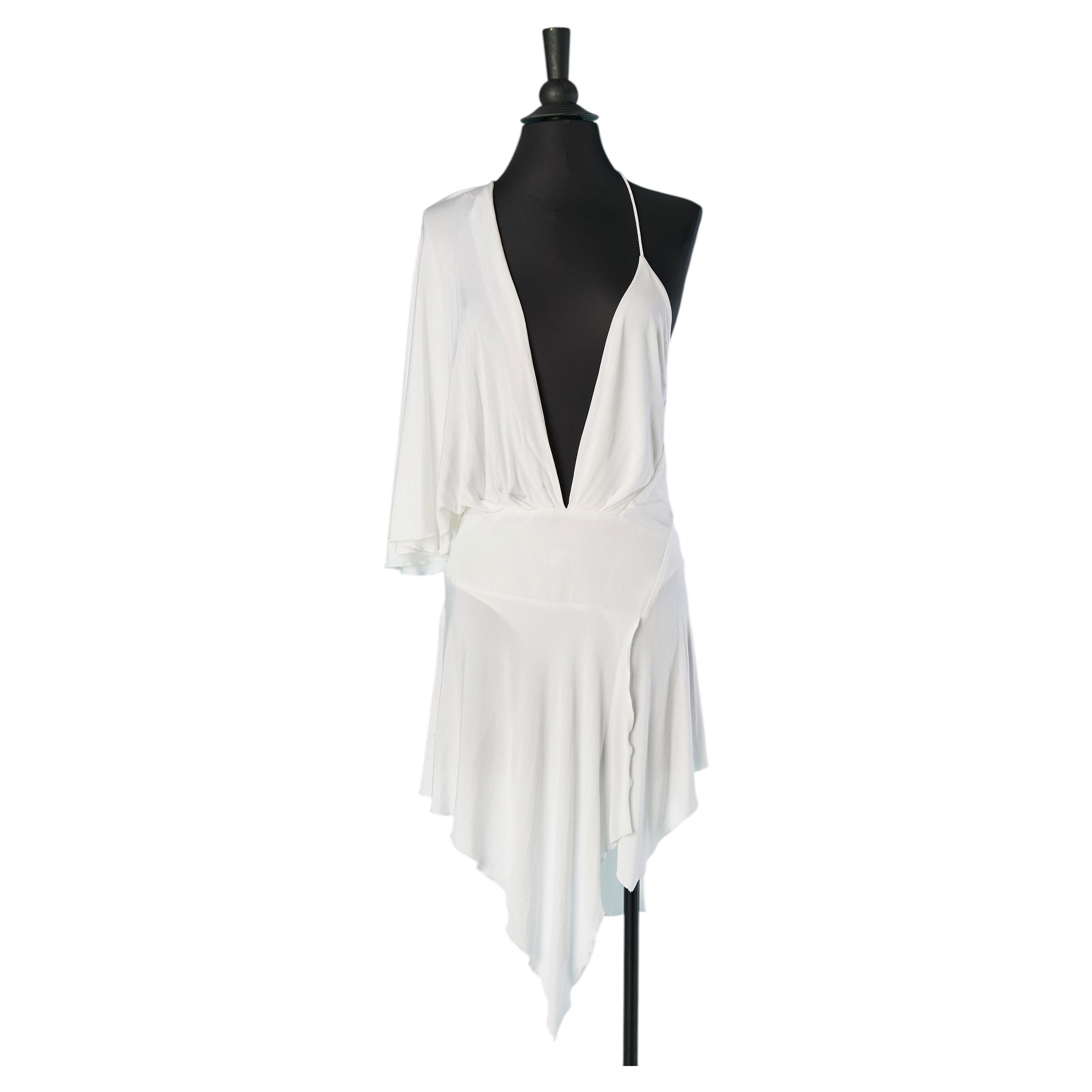 Robe asymétrique à une épaule en jersey blanc Alexandre Vauthier