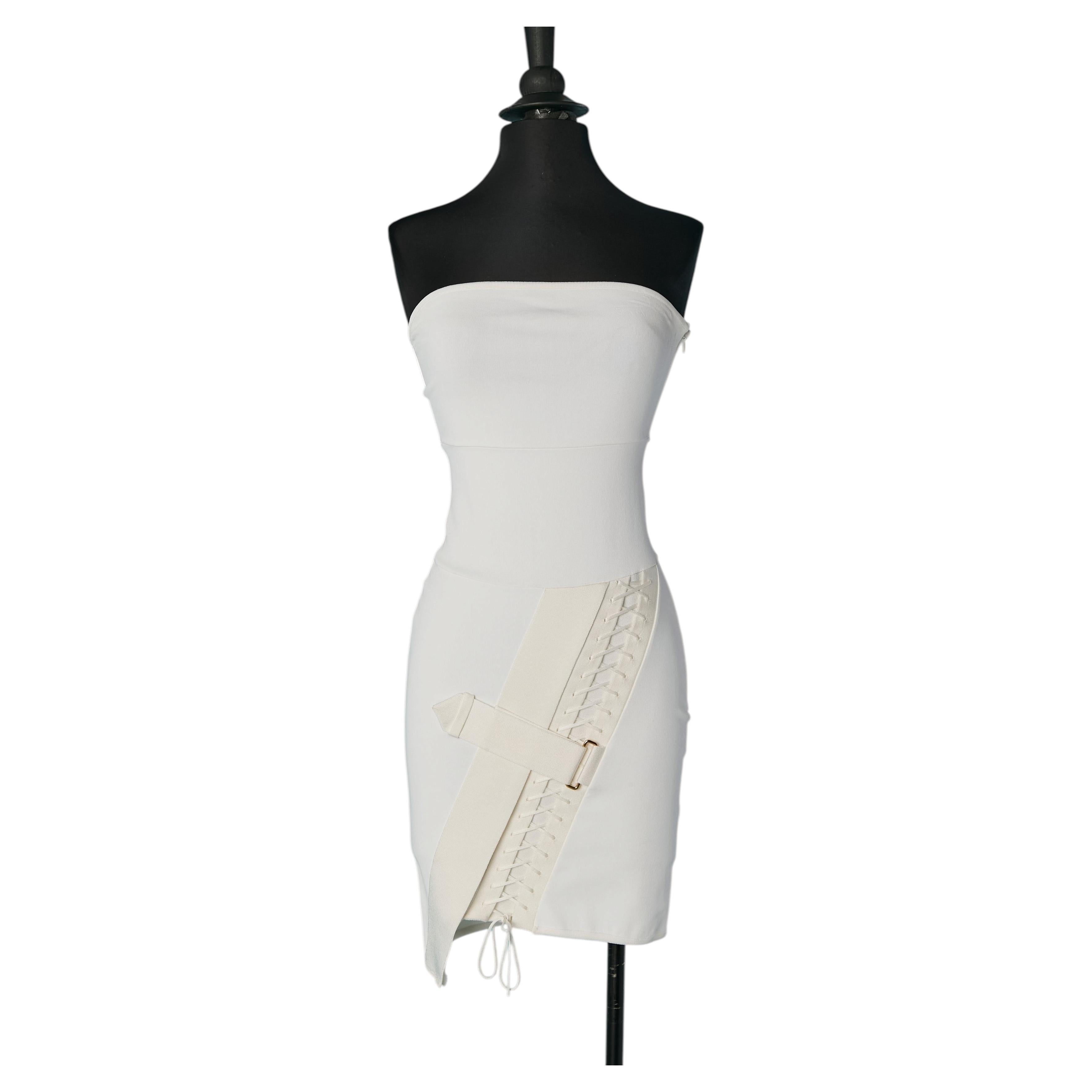 White jersey bustier dress with laces ALEXANDRE VAUTHIER