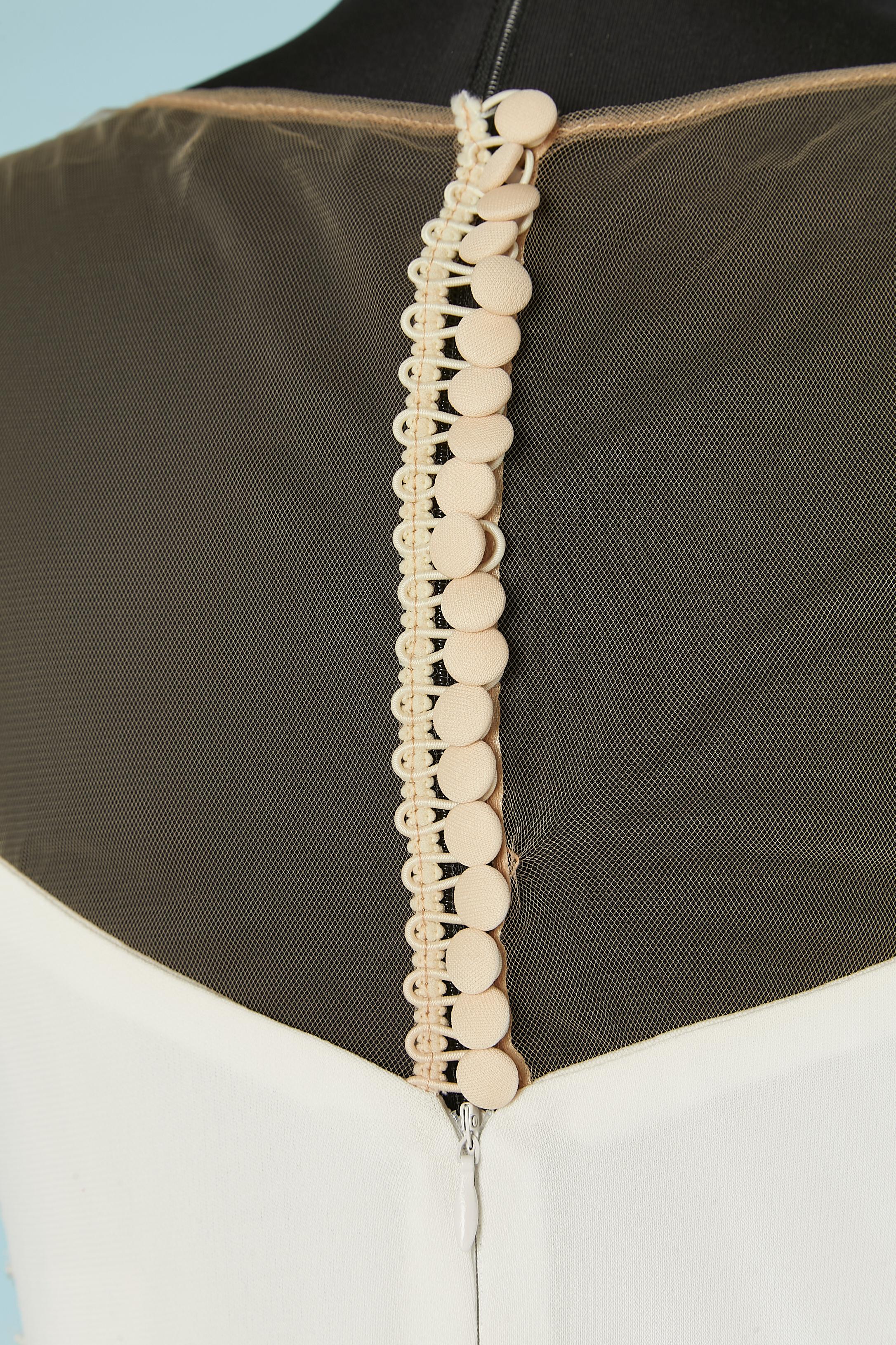 Robe de soirée en jersey blanc avec perles Gai Mattiolo Red Carpet NEW en vente 3