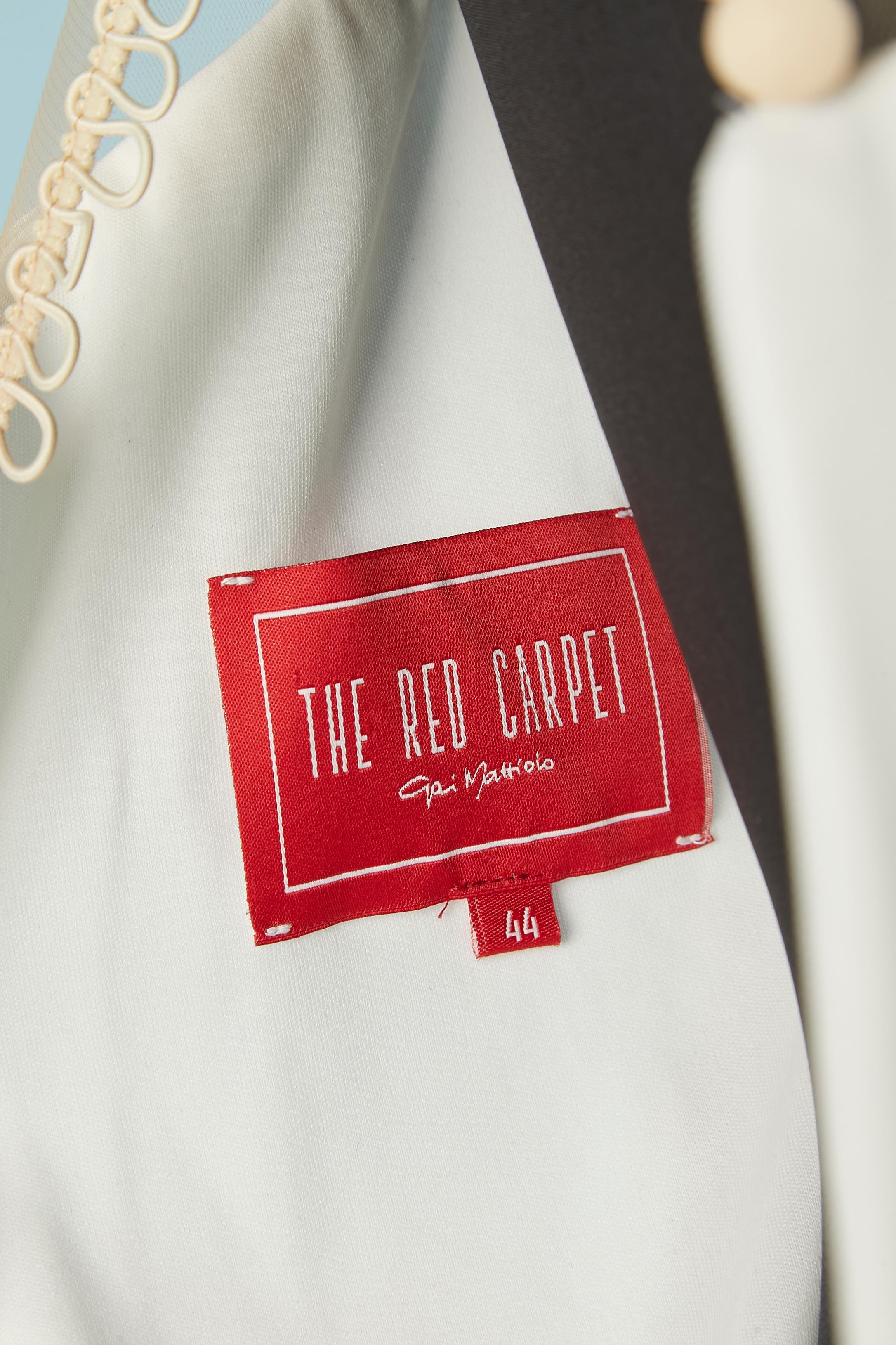 Traje de noche de jersey blanco con pedrería Gai Mattiolo Alfombra Roja NUEVO en venta 3