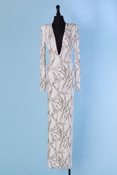 White jersey evening dress with gold mini studs ALEXANDRE VAUTHIER