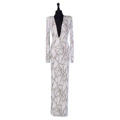 Robe du soir en jersey blanc avec mini clous dorés ALEXANDRE VAUTHIER