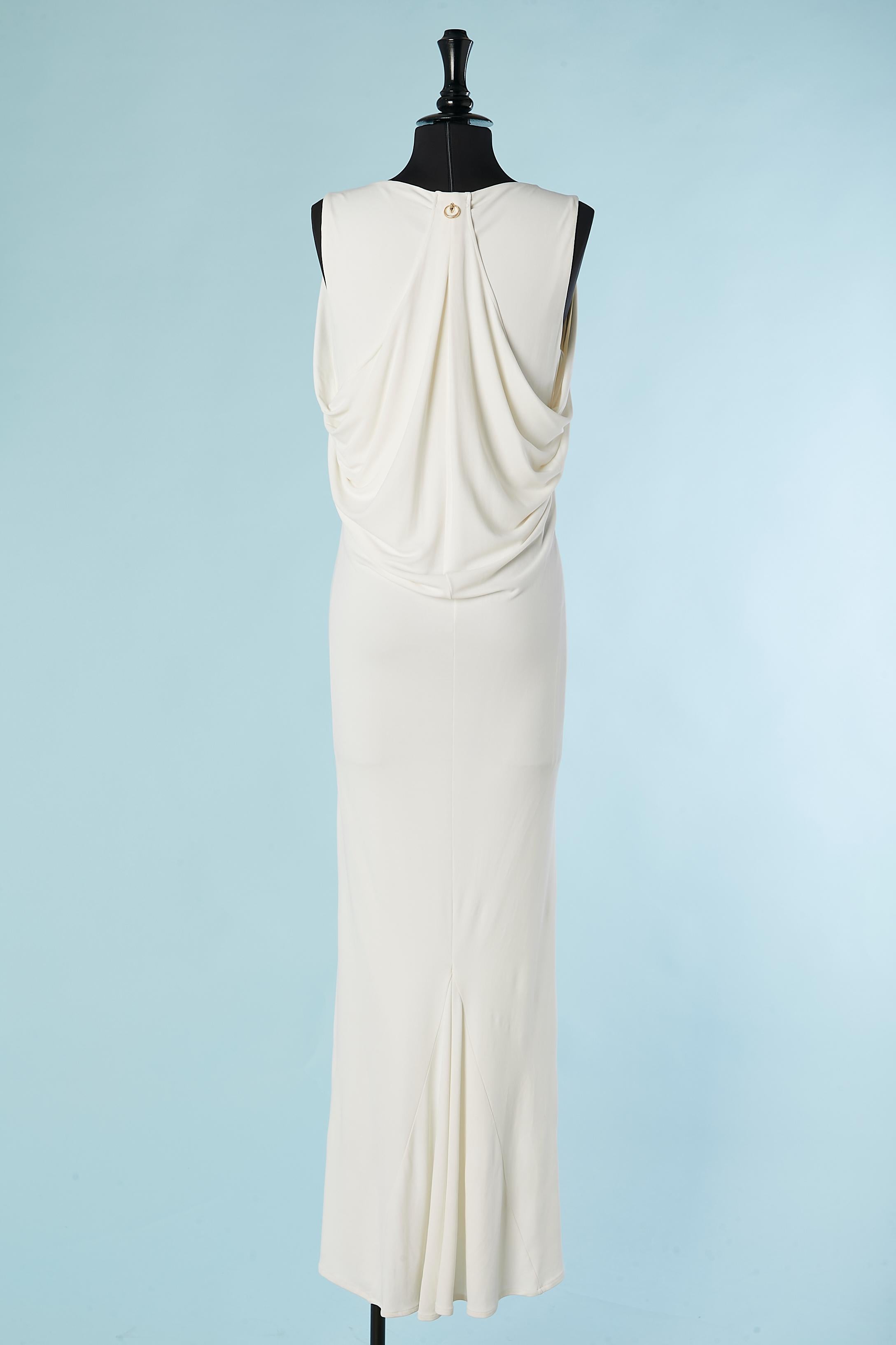 Women's White jersey evening dress with lace incrustation on the bust Cavalli Class  For Sale