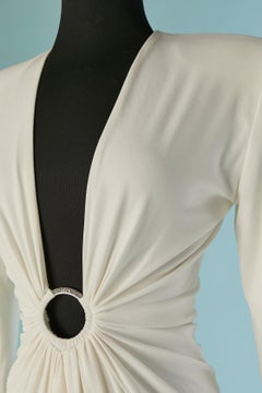 White jersey evening dress with rhinestone ring ALEXANDRE VAUTHIER