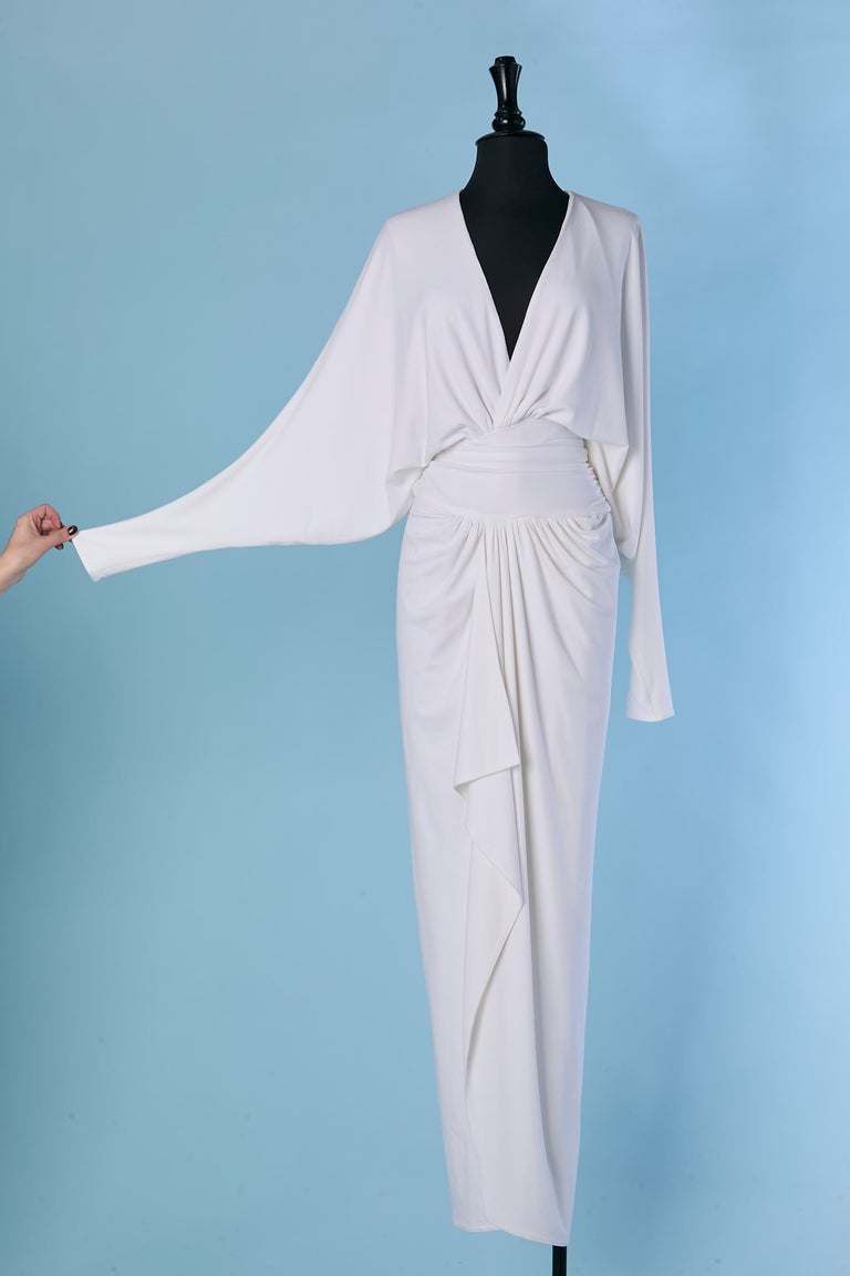 White jersey evening ( or wedding) wrapped dress ALEXANDRE VAUTHIER For  Sale at 1stDibs