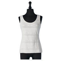 Used White jersey jacquard tank top Chanel 