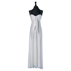 White jersey slip evening dress with bow ALEXANDRE VAUTHIER