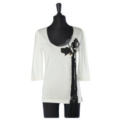 White jersey tee-shirt with ribbons and passementerie appliqué Christian Lacroix