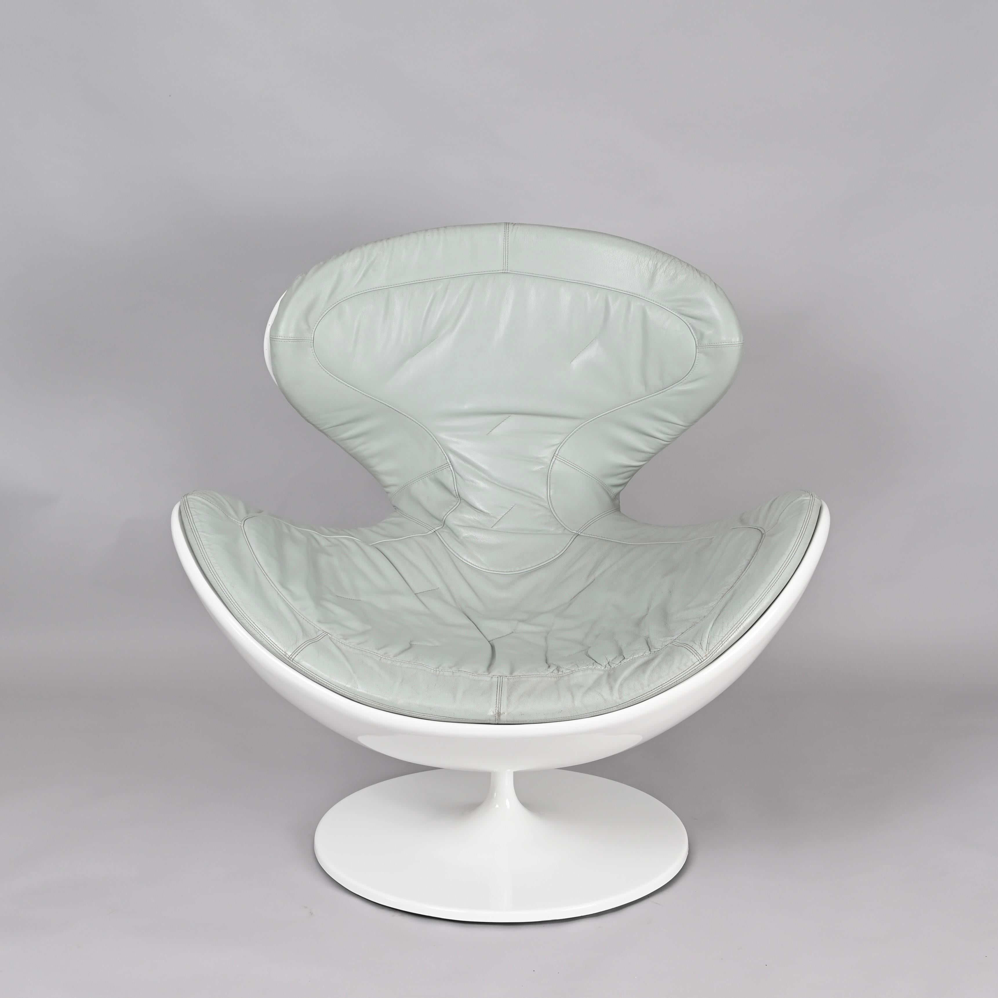 White Jetsons Swivel Armchair Grey Leather, Berchicci for Giovannetti, Italy For Sale 3