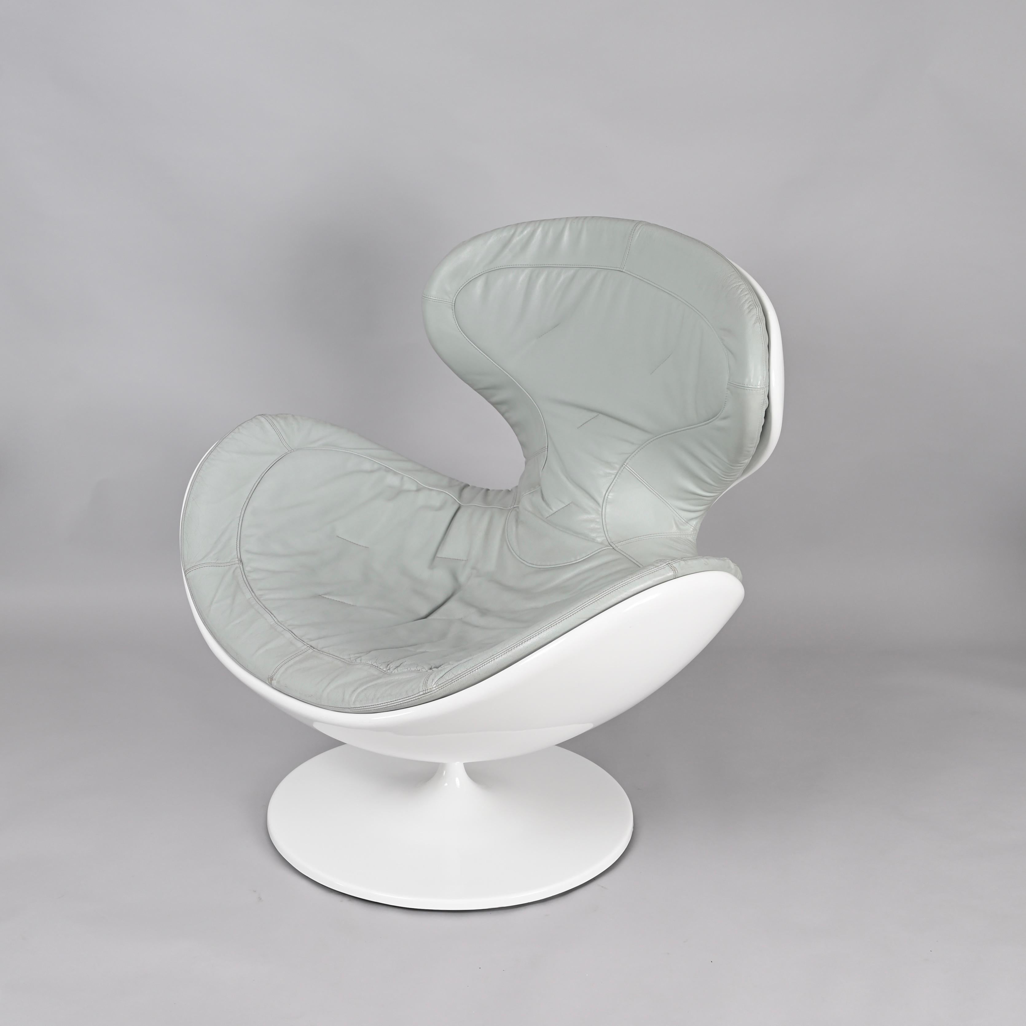 White Jetsons Swivel Armchair Grey Leather, Berchicci for Giovannetti, Italy  For Sale 10